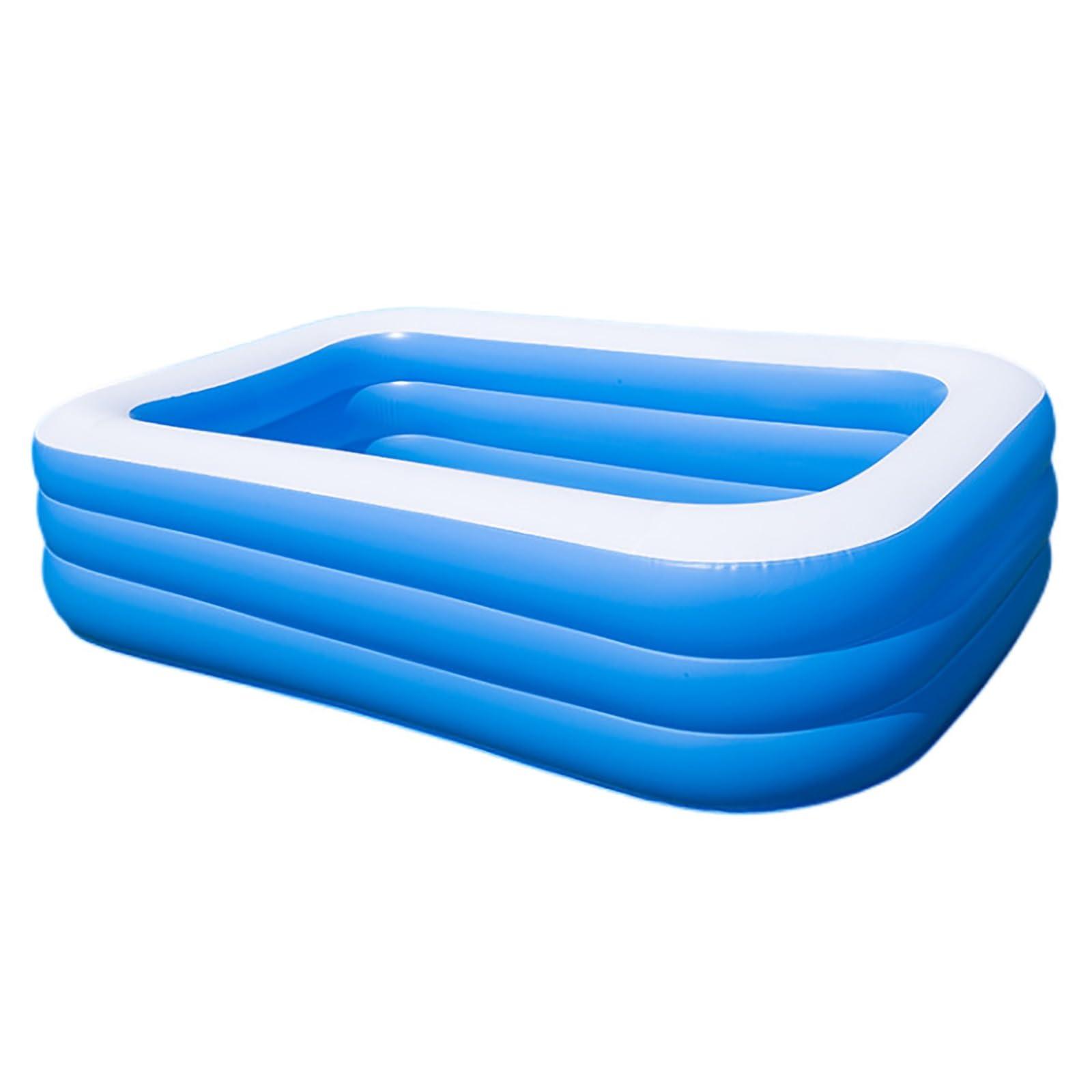 HSPLXYT Inflatable Pool/Large Rectangular Swimming Pool, Kiddie Pools, Thickened Outdoor Pool for Garden Backyard ToddlersVarious Functions, Ball Pool, Sand Pool, Fishing Pool(Size:2.6m)