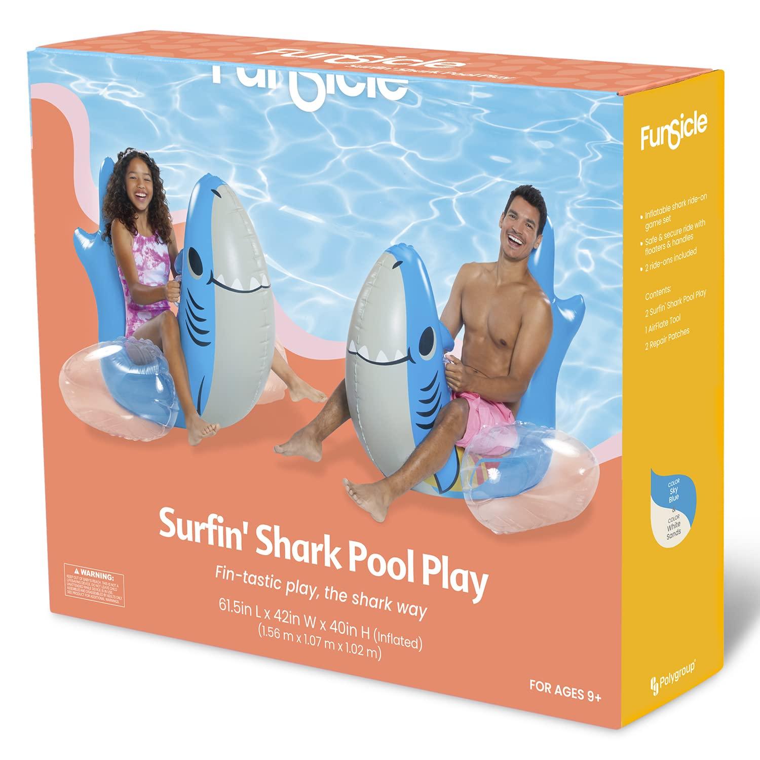 Funsicle Funsicle Surfin Shark Pool Play Inflatable Ride-Ons, Kids & Adults