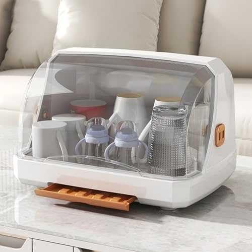 GLDWEY GLDWEY Desktop Cup Storage Rack Multi Functional,Baby Bottle Drying Rack, Portable Bottle Drying Rack, Space Saving Drying Rack for Baby Bottles, Baby Drying Rack with Cover