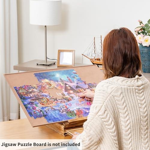 LAVIEVERT Lavievert Jigsaw Puzzle Sorting Trays & Puzzle Bracket Set, Adjustable Puzzle Easel Holder for Puzzle Board, Wooden Puzzle Sorters with Drawer Design for Up to 1500 Pieces - Comes with NO Puzzle Board