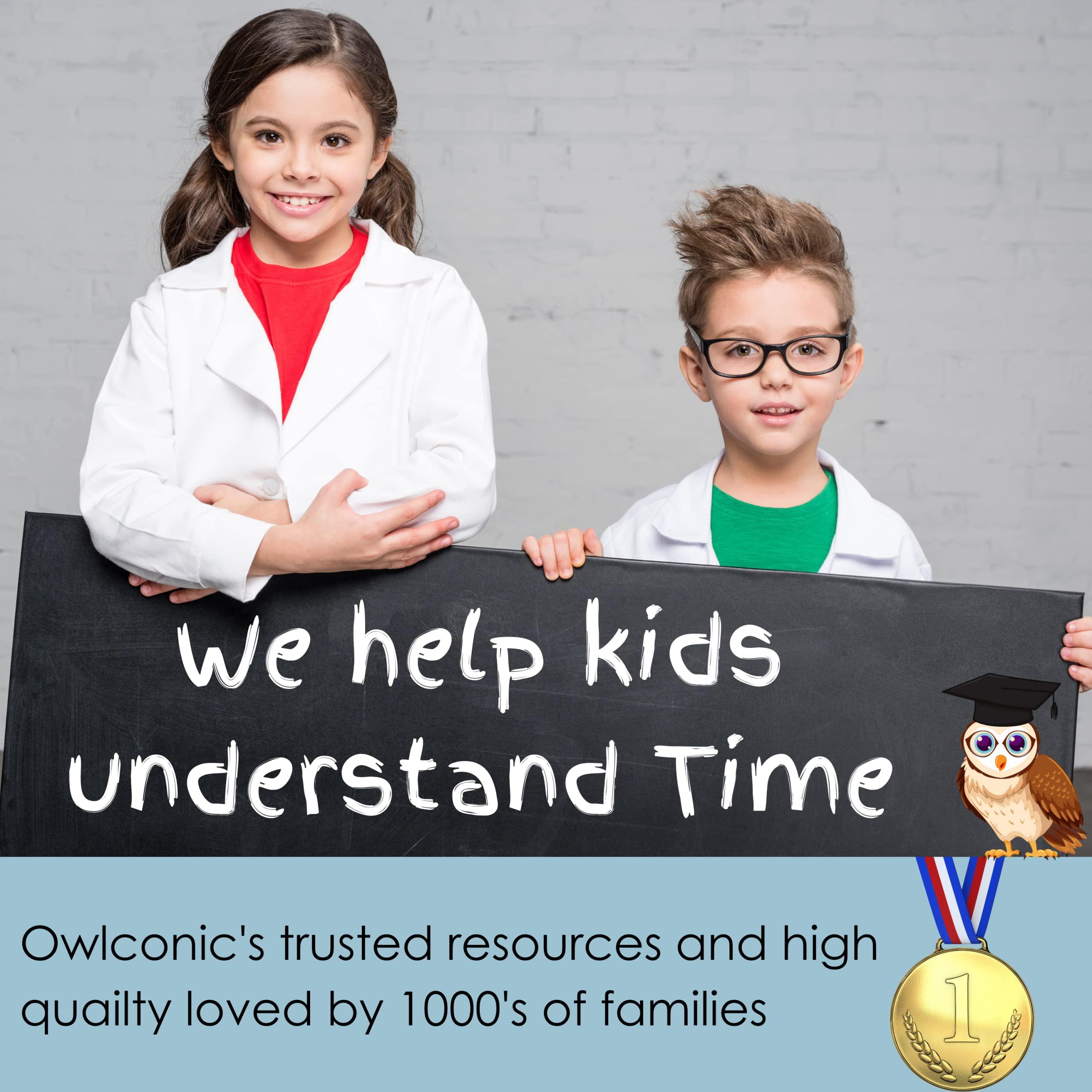 OWLCONIC OWLCONIC Telling Time Teaching Clock - Bundled with Kids Watch. Learn to Tell Time Resources. Pink