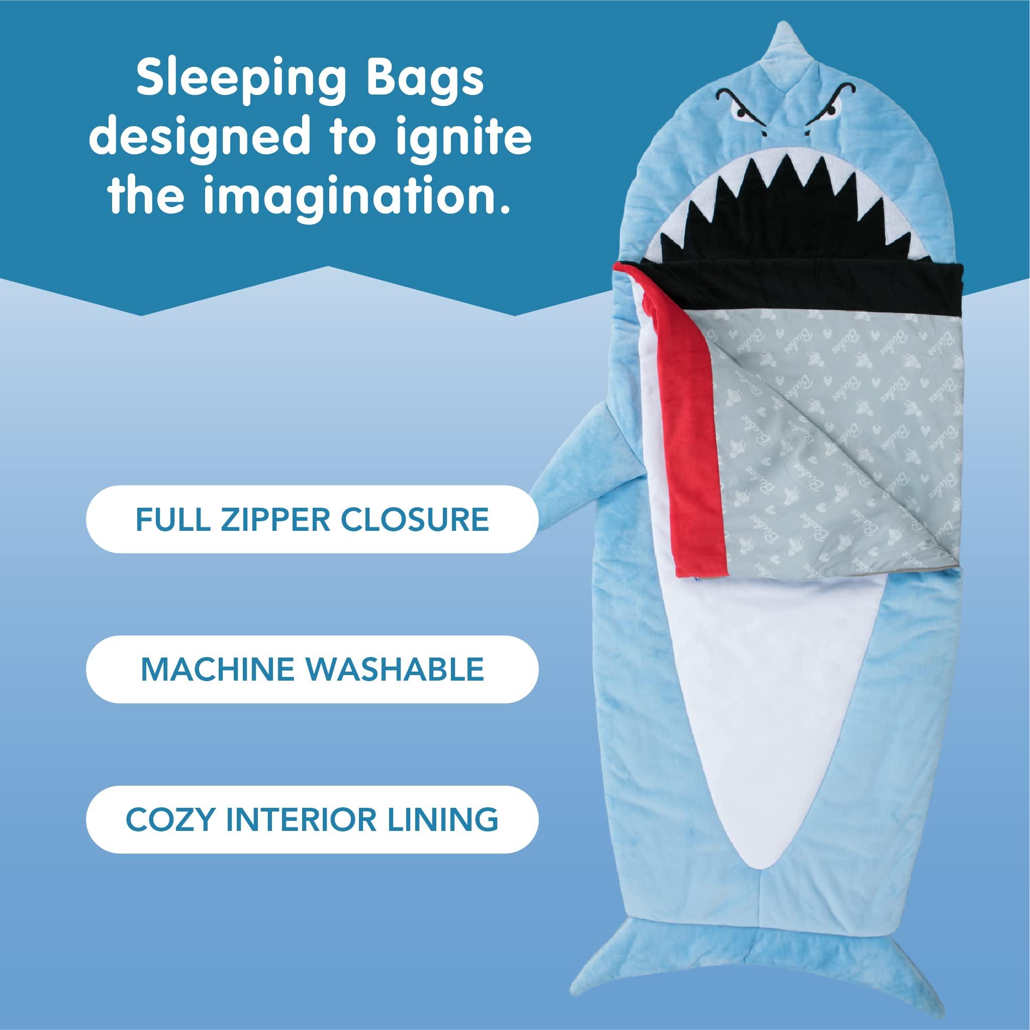 Bixbee Bixbee Kids Sleeping Bag, Soft Sleepy Sack for Kids & Toddlers | Easy Roll Up Design for Daycare + Naptime, 60 x 22 Inches |Cozy Slumber Bag with Lining | Shark Sleeping Bag for Boys + Girls