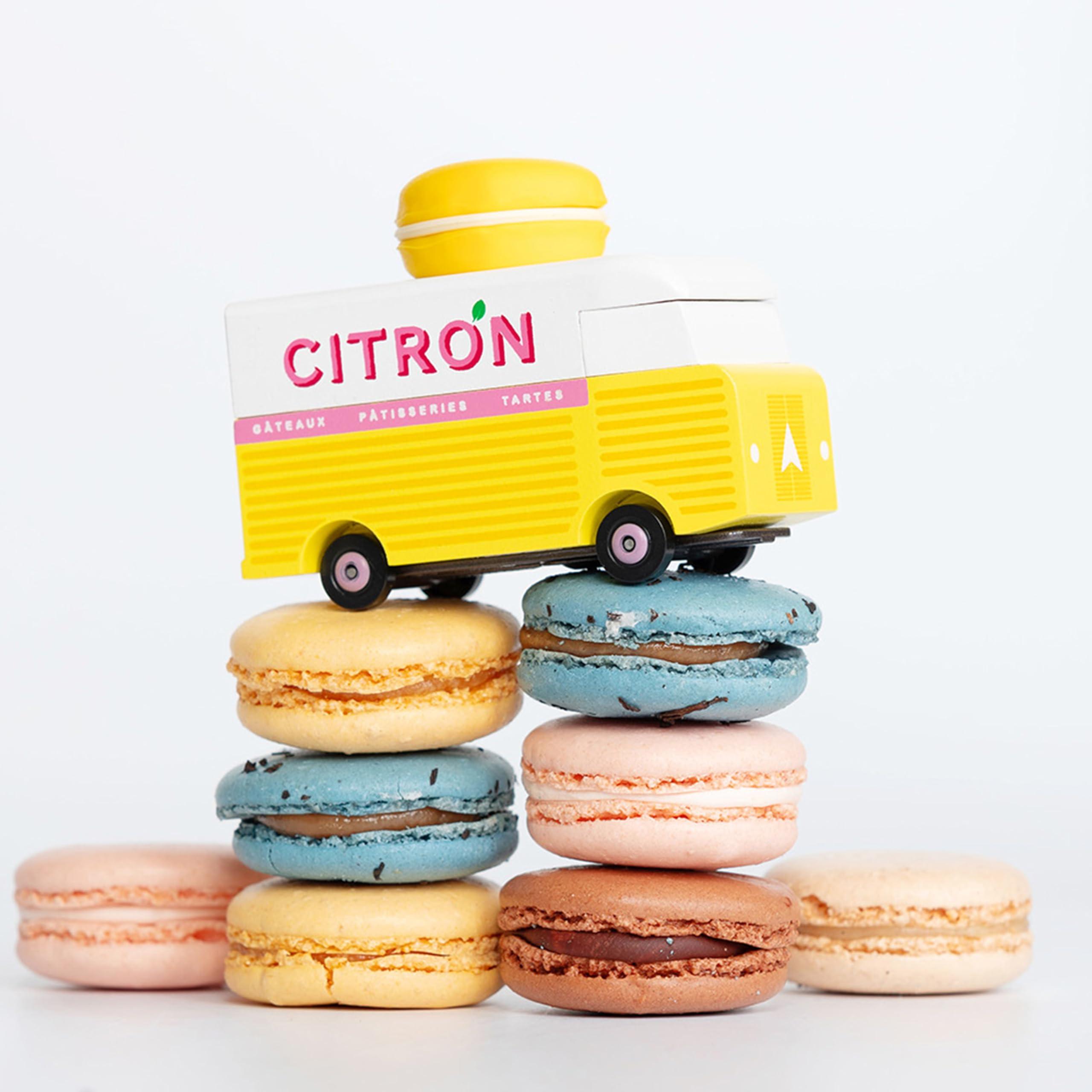 CANDYCAR Candylab Toys CANDYCAR Wooden Food Truck Collection - Citron Macaron Van, Premium Handcrafted Beech Wood Toy Car