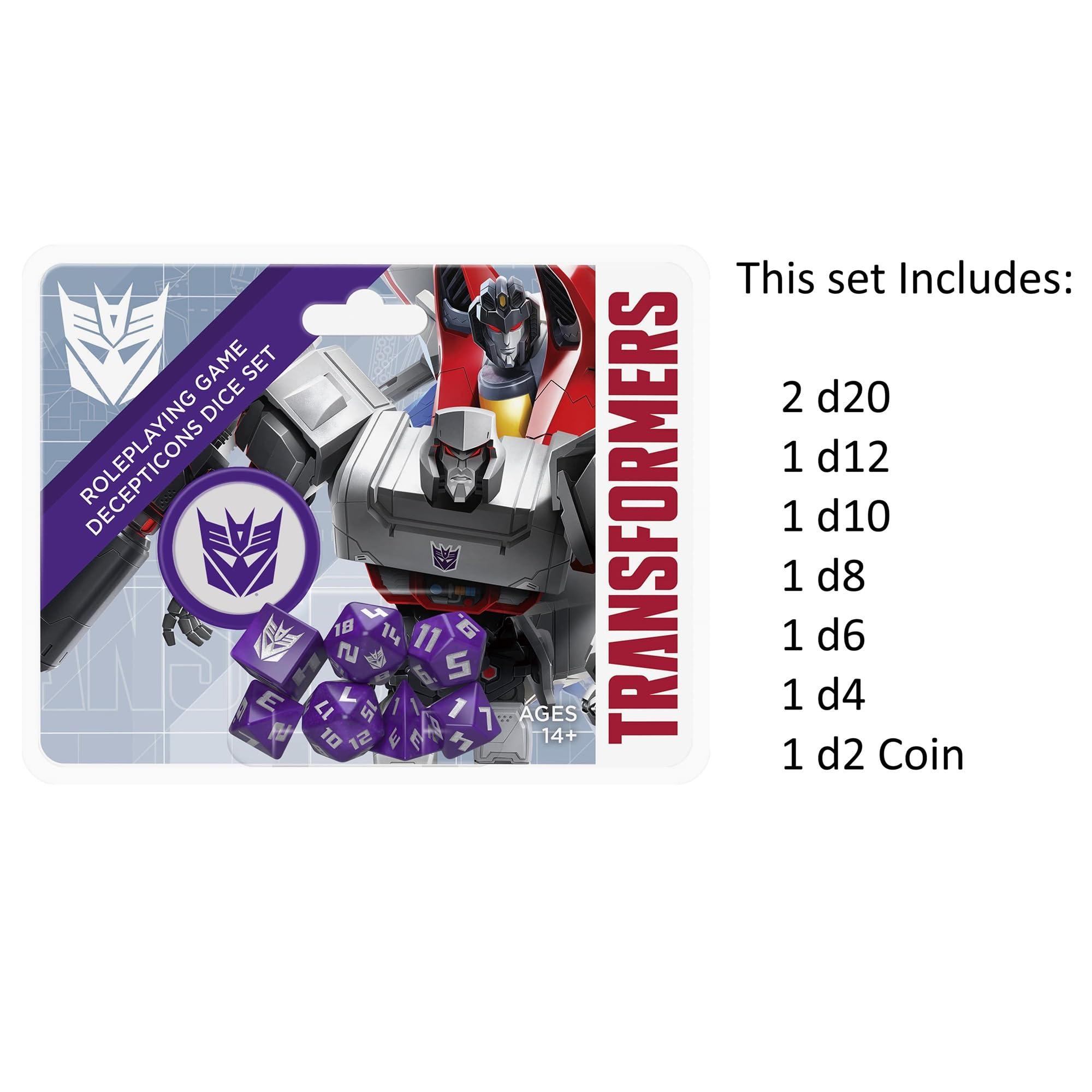 Renegade Game Studios Renegade Game Studios: Transformers RPG Decepticon Dice Set - 8 Pieces - Roleplaying Game Accessory, Designed for The Essence20 Roleplaying System