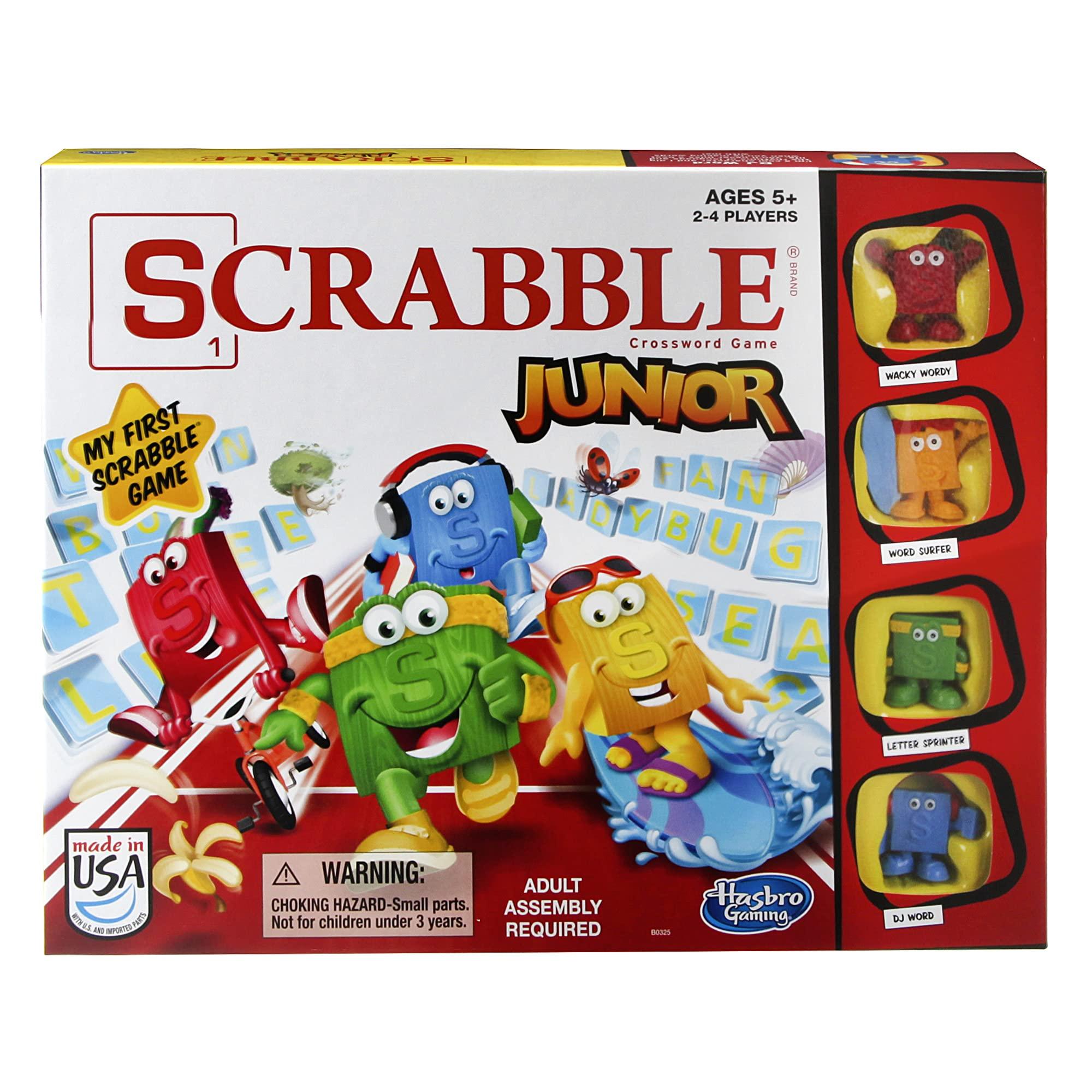 Hasbro Gaming Hasbro Gaming Scrabble Junior Board Game | 2-4 Players | Family Educational Word Games for Kids | Back to School Gifts for Classroom | Ages 5+