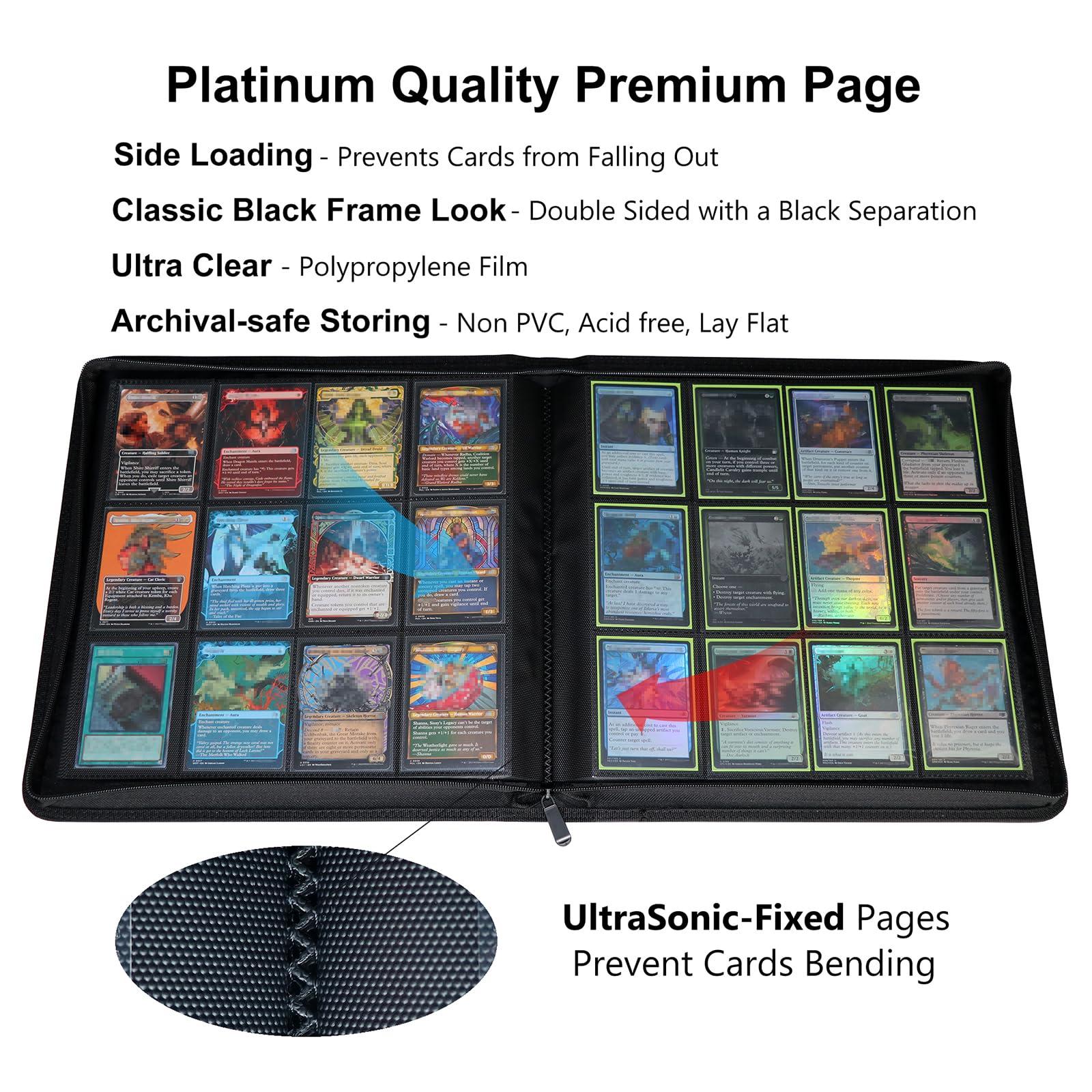 Rieton Rieton 12 Pocket 800+ Pockets Card Binder, Large Ringless Side Loading Pockets Trading Card Album Folder for TCG -White