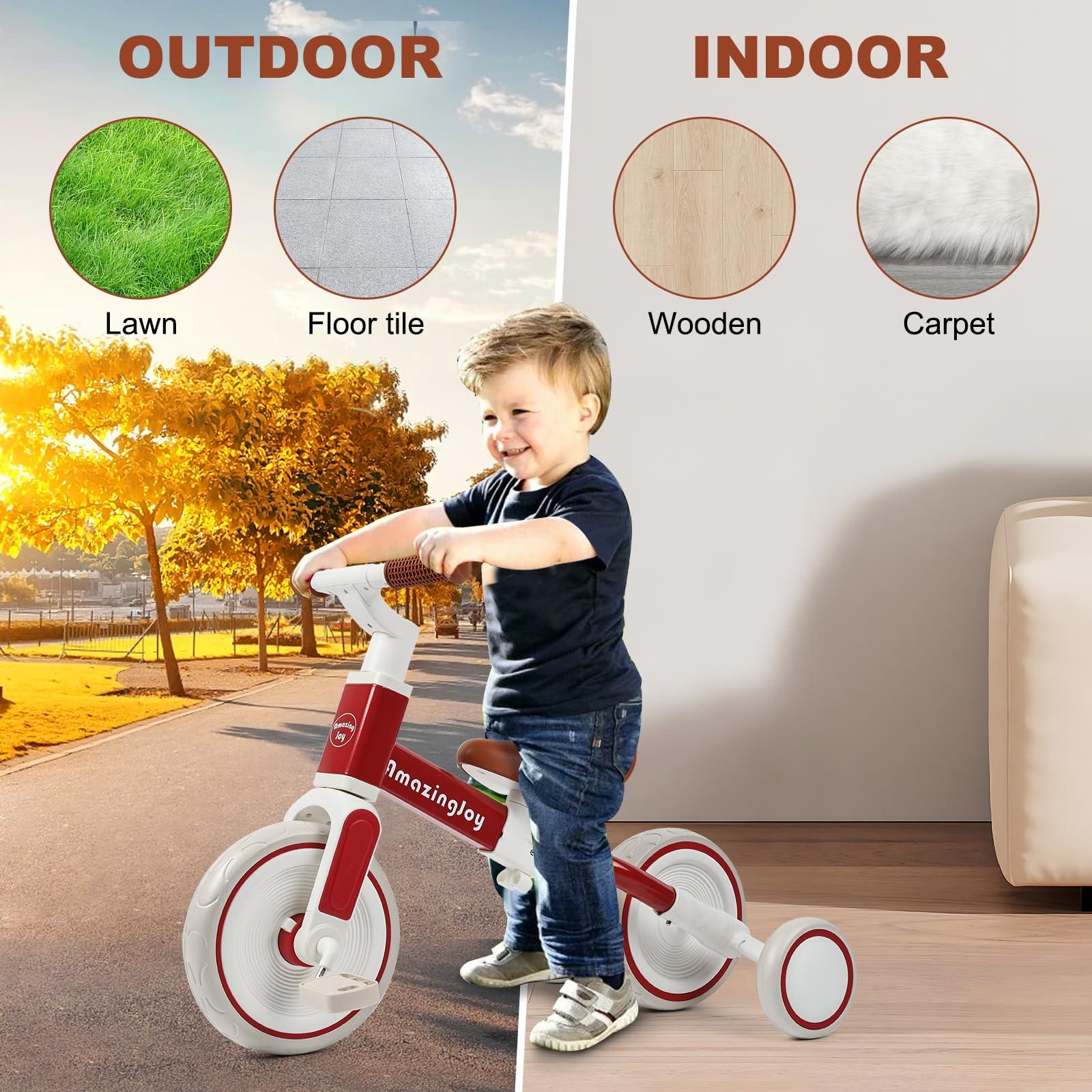 AmazingJoy AmazingJoy Tricycle for Toddlers 1-3 Year Old,Toddler Trike,4 in 1 Baby Balance Bike for 2 3 4 Year Old Girls,Kids Bikes Toys with Easy Assembly Removable Pedal Birthday Gifts for Christmas