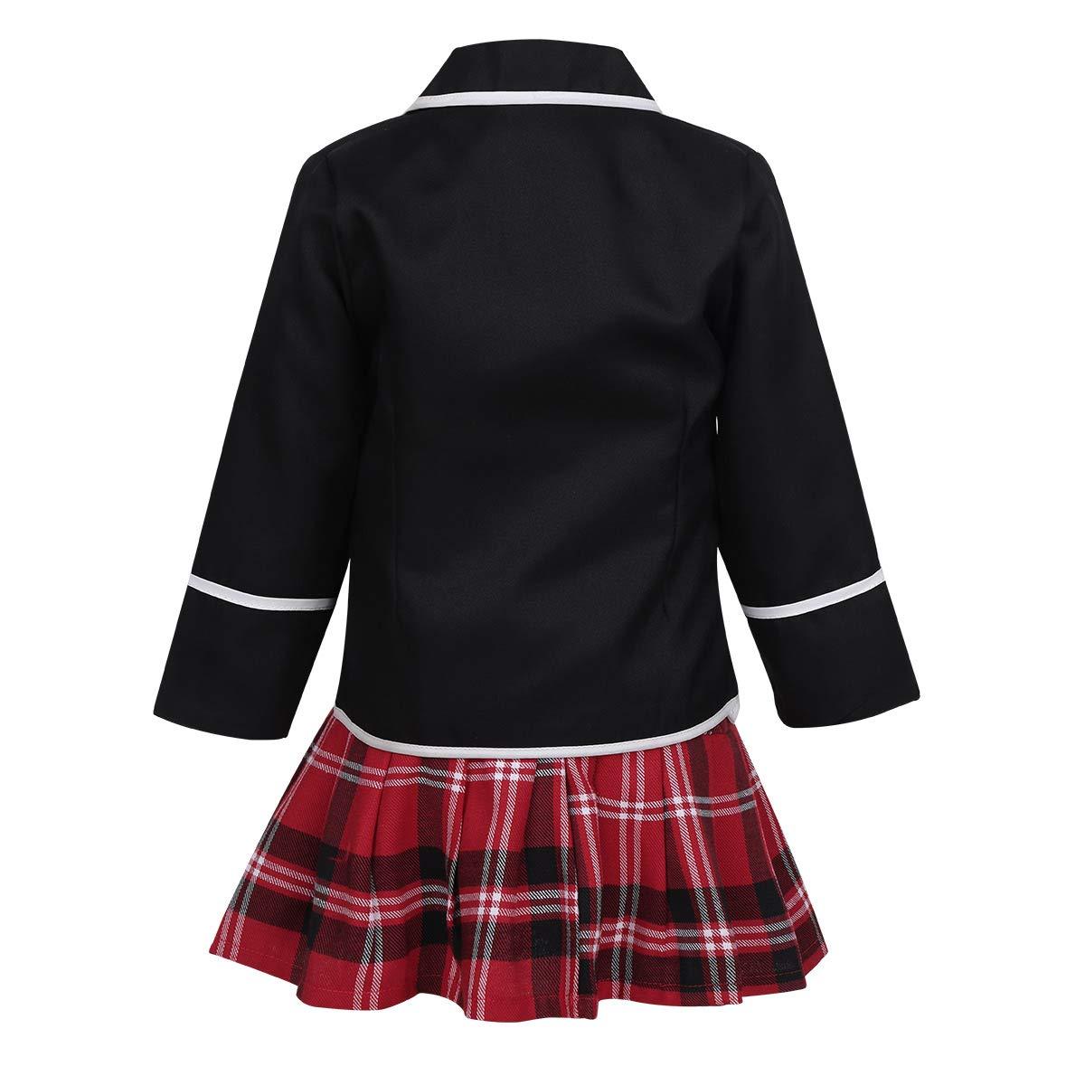 Nikiikoo Nikiikoo Kids British Style Japanese Schoolgirls Uniforms Dress High School Uniform Sets Anime Cosplay Costume Black 12-14 Years