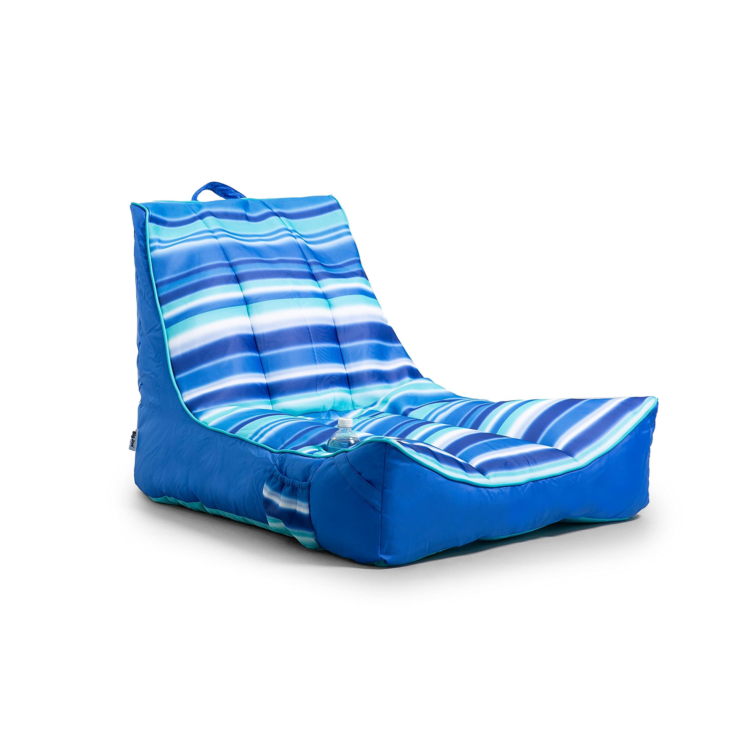 Big Joe Big Joe Captain's Float No Inflation Needed Pool Lounger with Drink Holder, Blurred Blue Double Sided Mesh, Quick Draining Fabric, 3 feet