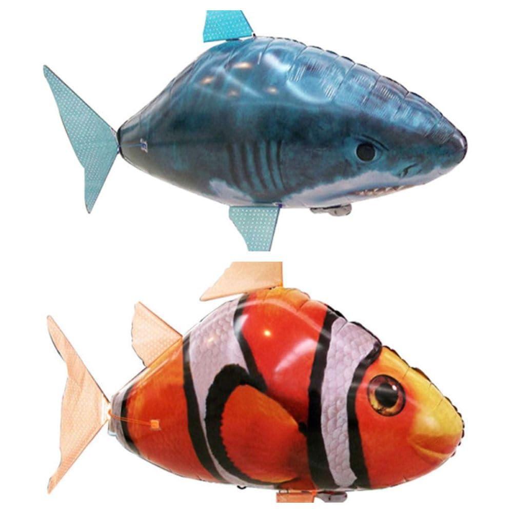 LIYYA LIYYA Remote Control Shark Toy Inflatable Flying Shark Helium Balloon RC Blimp Fish Toy Gifts Party Decoration for Kids (Shark, 152 cm x 100 cm) FS5.24 (Color : Goldfish+Shark, Size : 2 Pack) fs9.24