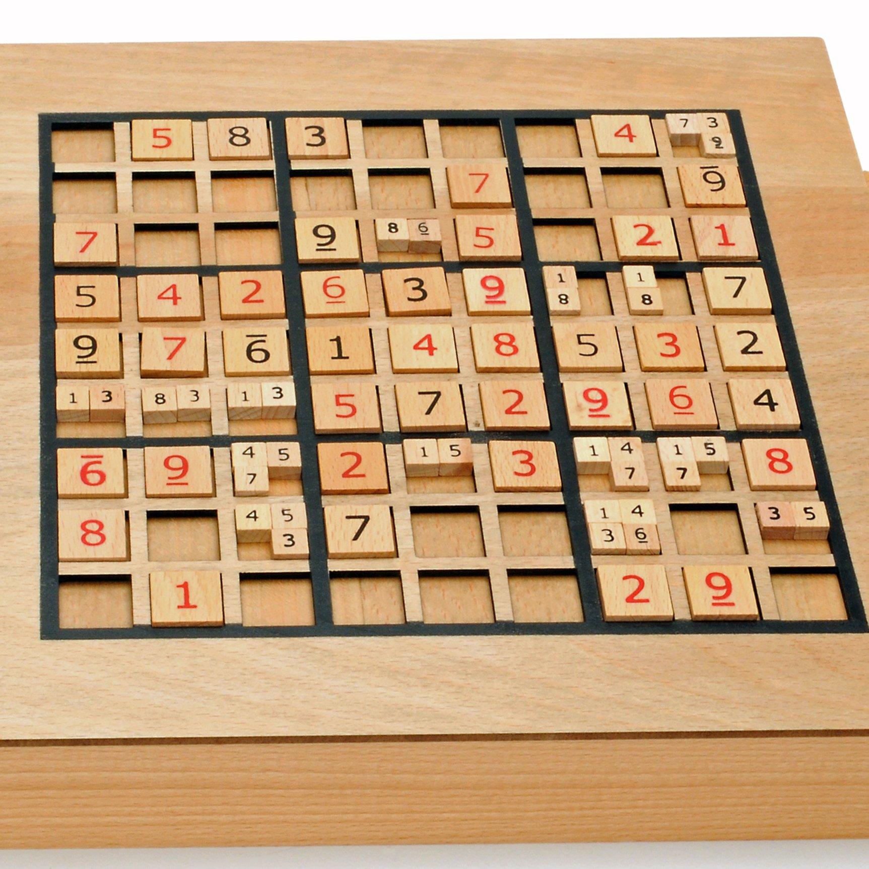 WE Games WE Games Wooden Sudoku Puzzle Board Game with Number & Thinking Tiles + Replacement Wooden Sudoku Number Tiles