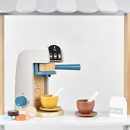 PairPear PairPear Kids Wooden Toys Coffee Maker Toy Espresso Machine Playset - Toddler Play Kitchen Accessories Gift for Girls and Boys
