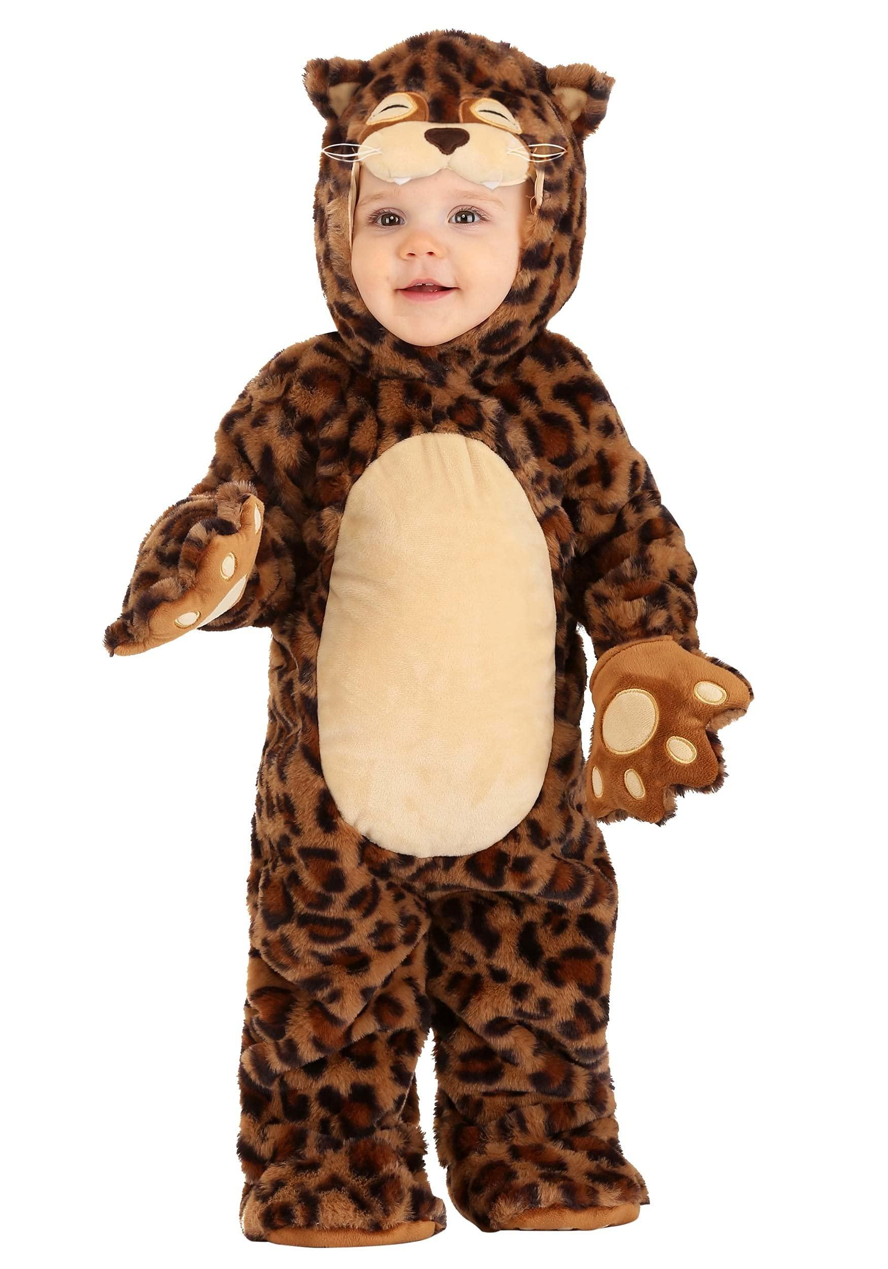 Fun Costumes Infant Cutie Cheetah Costume for Kids, Baby Brown Wild Cat Outfit for Halloween, Warm Animal Costumes for Babies
