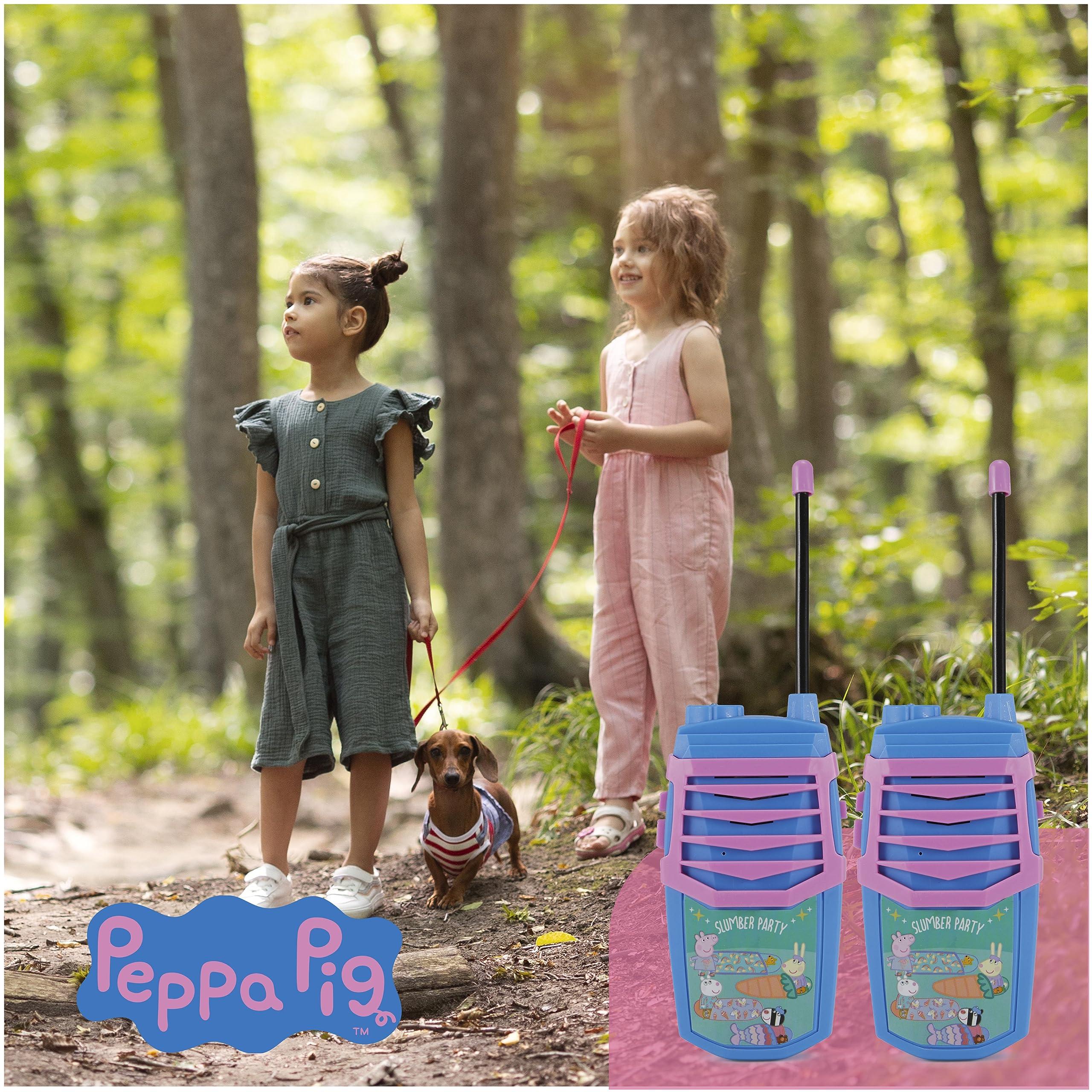 Sakar Sakar Peppa Pig Molded Walkie Talkie for Kids, Safe and Flexible Antenna, Over 1000ft Range, Easy-to-Use Power Switch, Belt Clip, Pack of 2, Camping Accessories, 2-Pack, Outdoor Toys