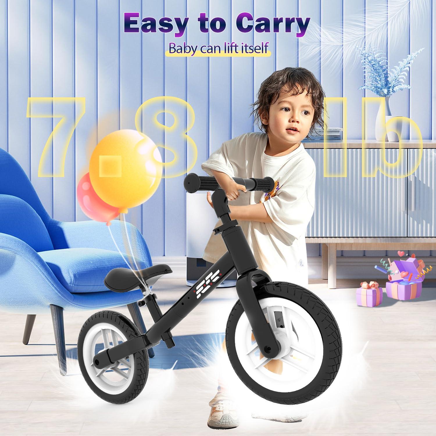 WETIFY WETIFY Colorful Lighting Balance Bike 2 Year Old, 2-5 Year Old Toddler Balance Bike, Adjustable Handlebar & Seat, 2-5 Year Old Boy Gifts Toys