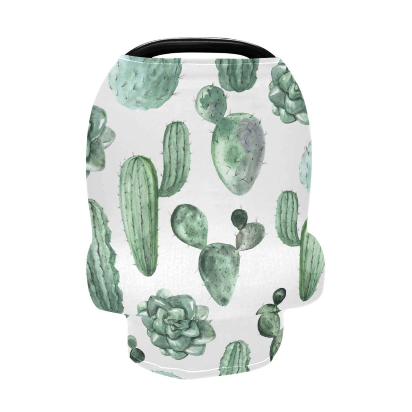 WELLDAY WELLDAY Baby Car Seat Covers Exotic Cactus Stretchy Breastfeeding Scarf Breathable Infant Carseat Canopy Nursing Covers Multi Use for Stroller High Chair Shopping Cart Boys and Girls