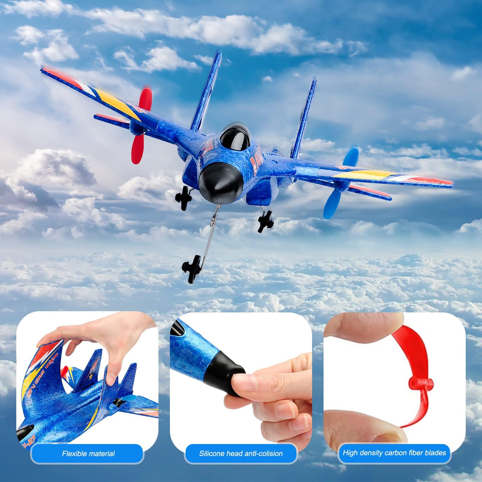 RoofWorld RoofWorld SU-27 RC Plane Remote Control Airplane Blue and Yellow RC Jets Aircraft for Beginners Adults