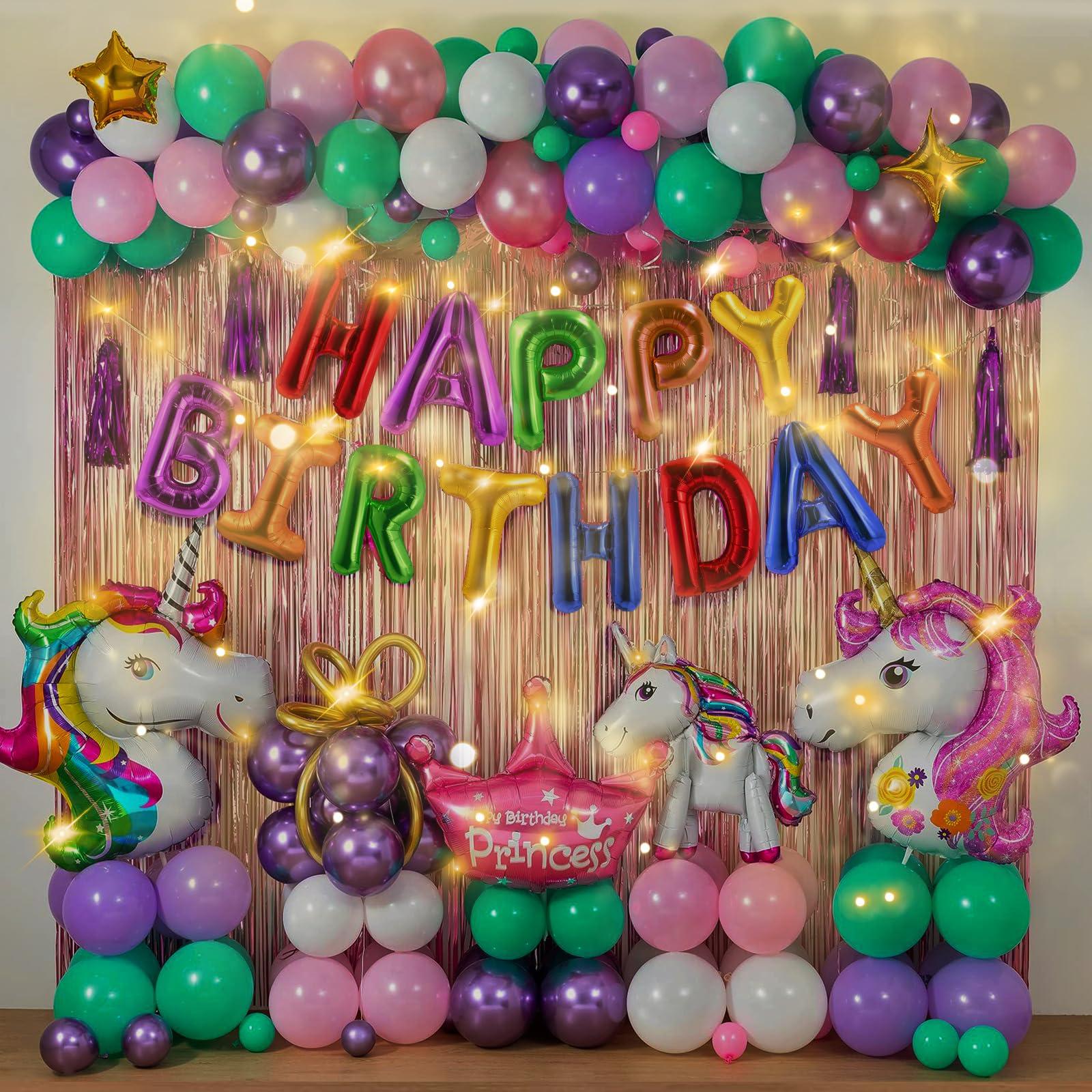CANREVEL CANREVEL Happy Birthday Banner 13pcs 16 Inch Mylar Foil Letters Sign with 8pcs Star Balloons & LED Lights Birthday Party Decorations for Kids and Adults - 3D Rainbow
