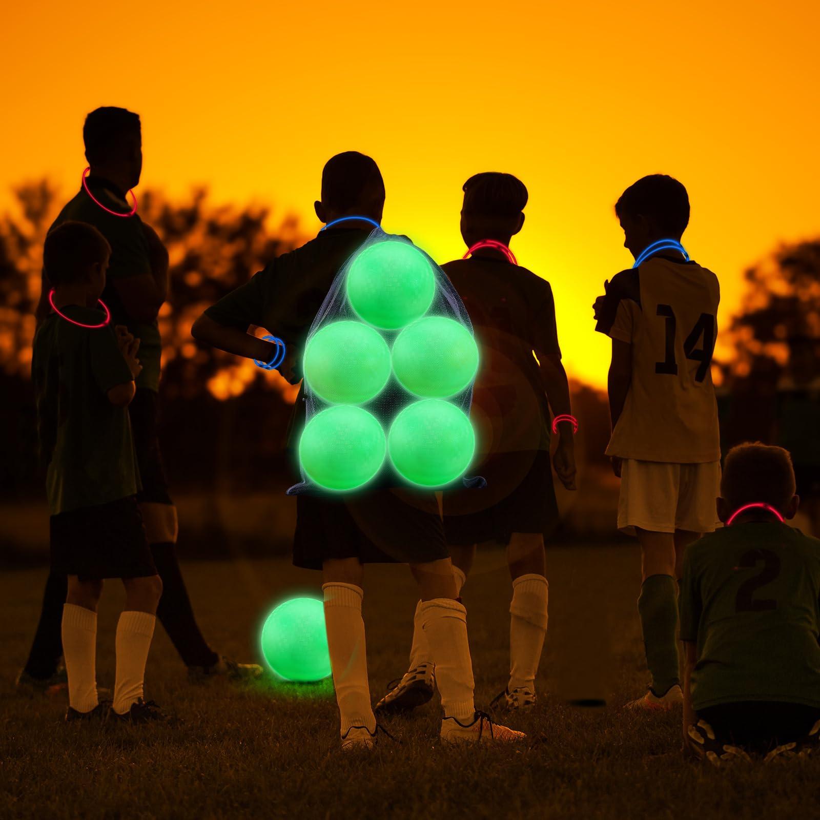 Libima Libima 6 Pcs 8.5 Inches Glow in The Dark Kickballs Dodgeballs Light up Playground Ball Bouncy Balls with Pump for Kids Adults Playground School Backyard Game Outdoor Glow in The Dark Games