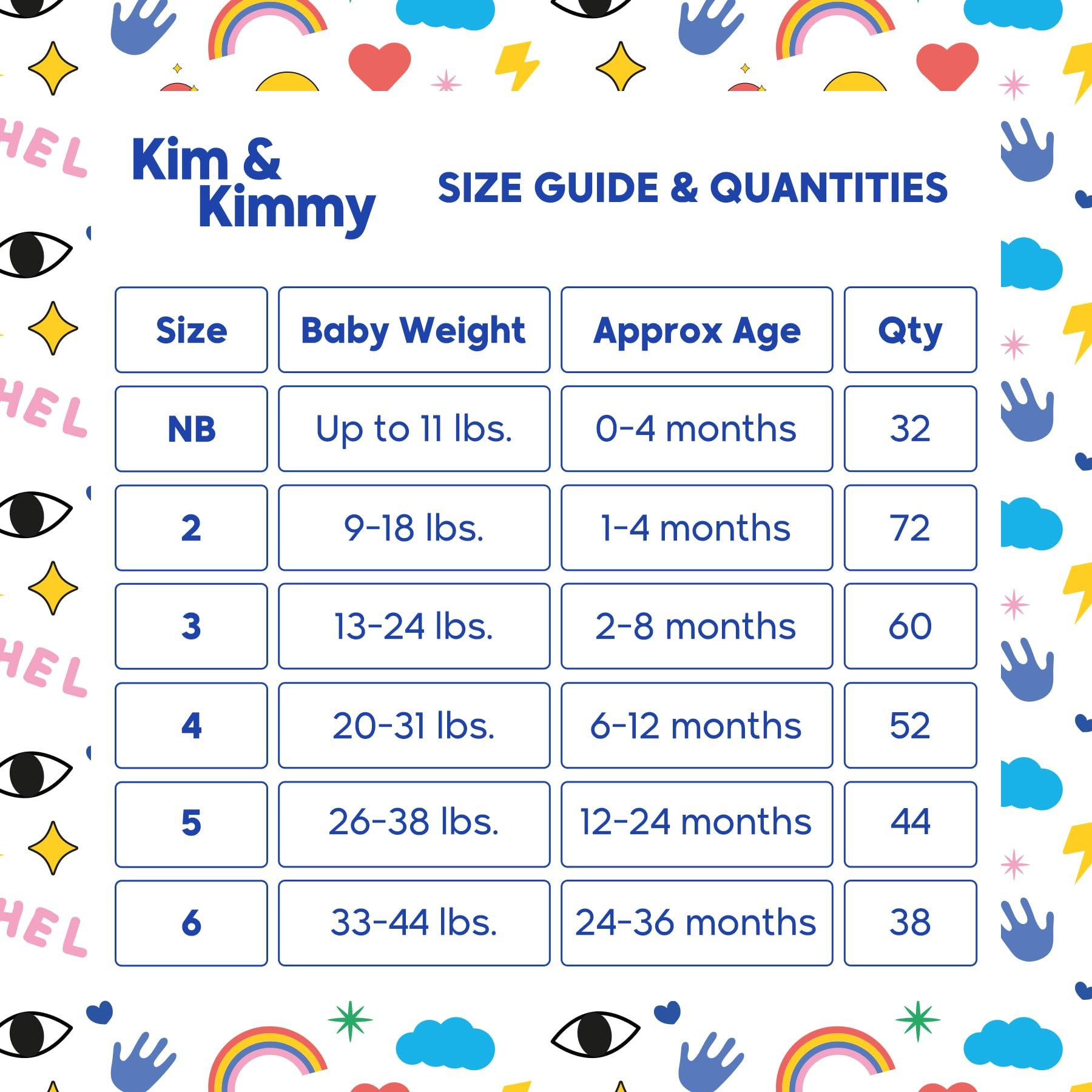 Kim & Kimmy Kim & Kimmy Eco Diapers, Size 5, 26-38 lbs, 44 Diapers - 12 Hour Leak Protection, No Rashes, Hypoallergenic, Ultra-Soft & Highly Absorbent - Cruelty Free & Vegan - Funny Icons