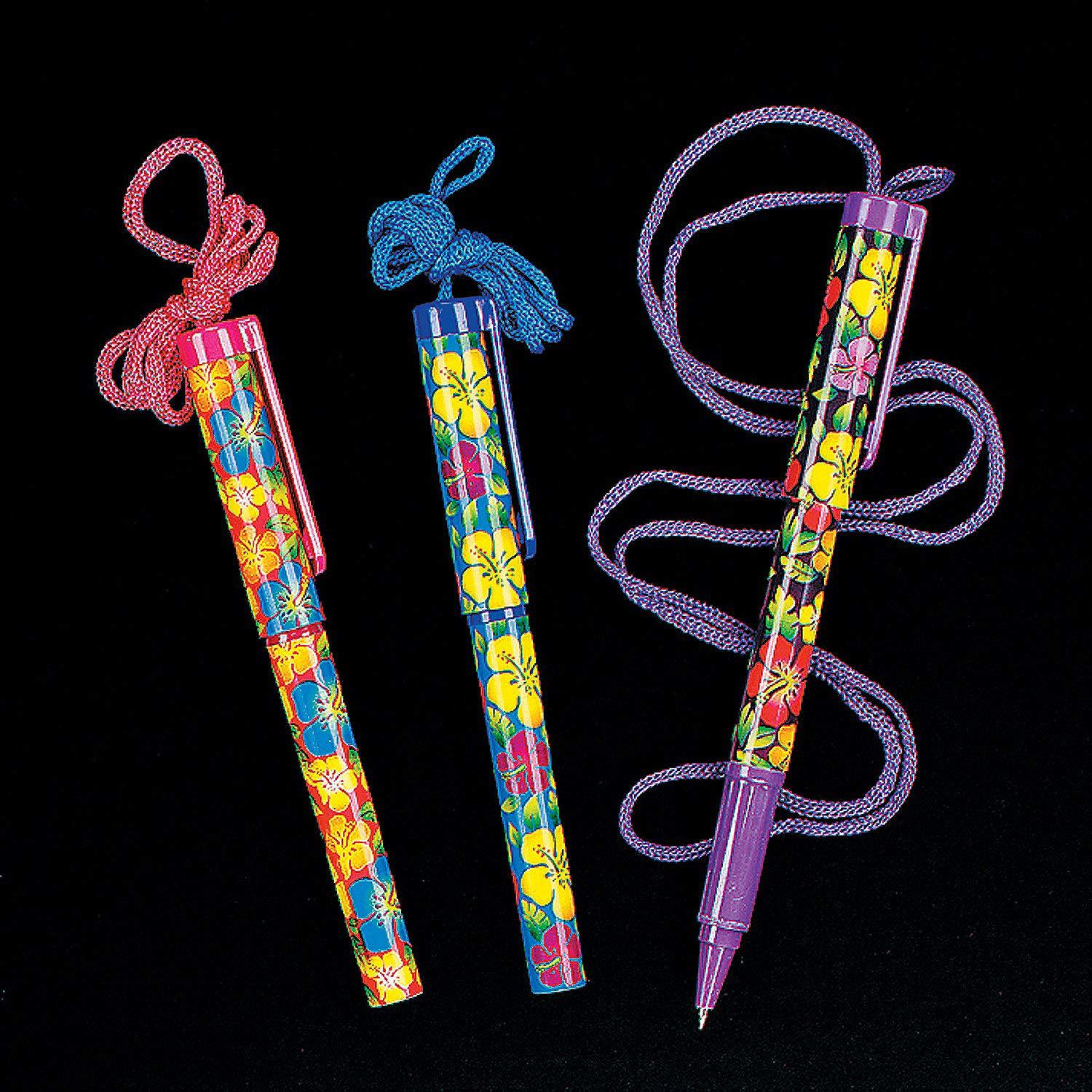Fun Express Fun Express - Bright Hibiscus Pen On A Rope Plastic (12 Pieces)