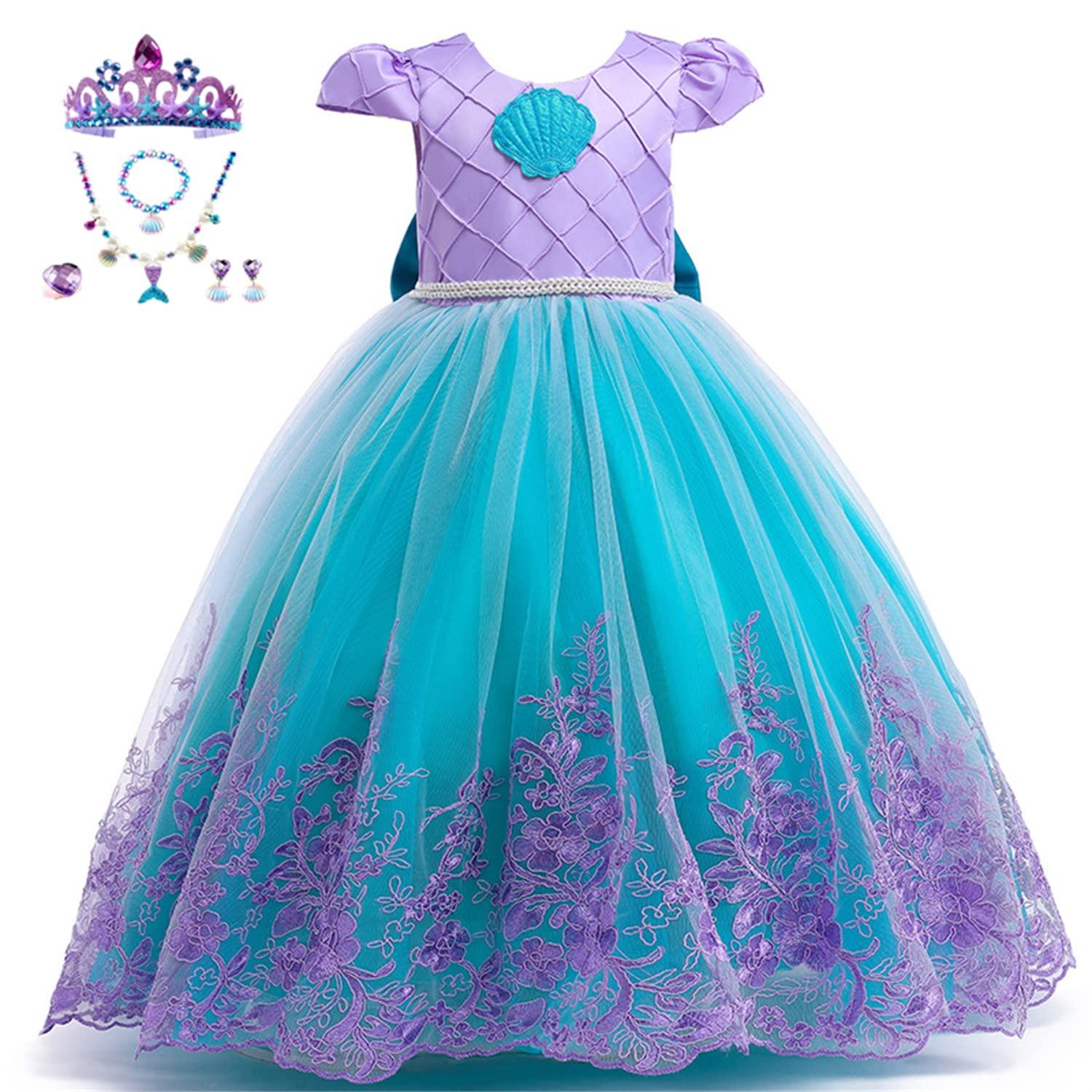 PURFEEL PURFEEL Girls Mermaid Princess Dress Kids Mermaid Costume Dress up for Ariel 4-5Years