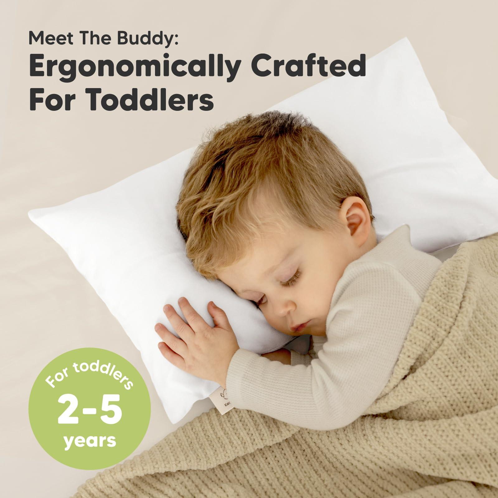 KeaBabies Toddler Pillow with Pillowcase - 10x18 My Little Dreamy Pillow, Organic Toddler Pillows for Sleeping, Kids Pillow, Small Pillows, Toddler Travel Pillows for Sleeping, Toddler Bed Pillows (Soft White)