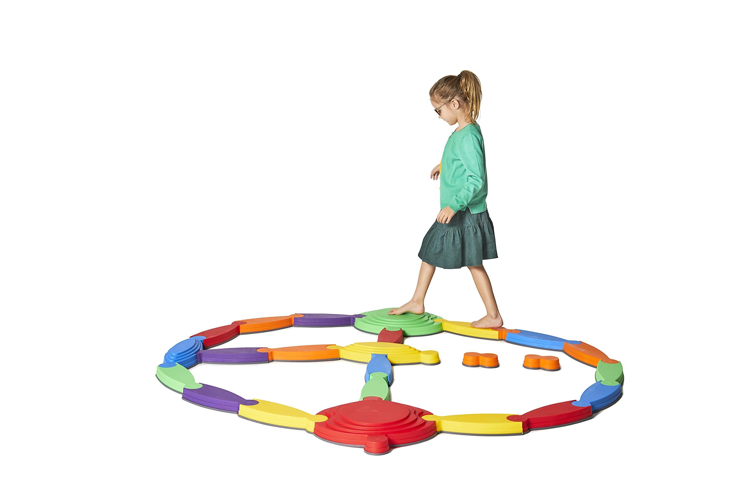 GONGE GONGE River Balance Course Set - 7 Elements For Gross Motor Skills Development, Multiple Path Creations - Safe and Sturdy - Ages 2+, Vibrant