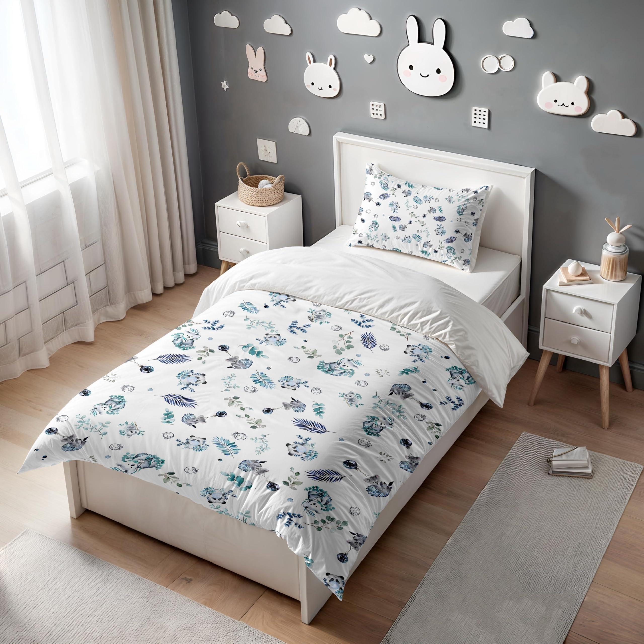 UEUEAE UEUEAE White Koala Kids and Baby Bedding Set, Koala Bears and Eucalyptus Soft Cotton Nursery Duvet Cover and Pillow Case Toddler Bedding 245x210cm(96"x83")