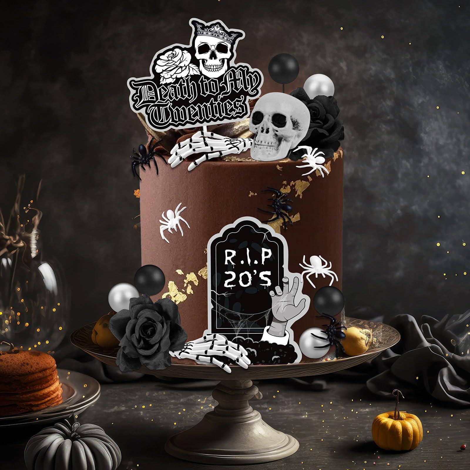 TSVATE Death to My 20s Cake Topper, 30th Birthday Cake Topper, Rip to My 20s Cake Topper Funeral Black Cake Decorations, Death to My 20s Decorations 30th birthday Decorations for Her Him Dirty 30 Cake Topper
