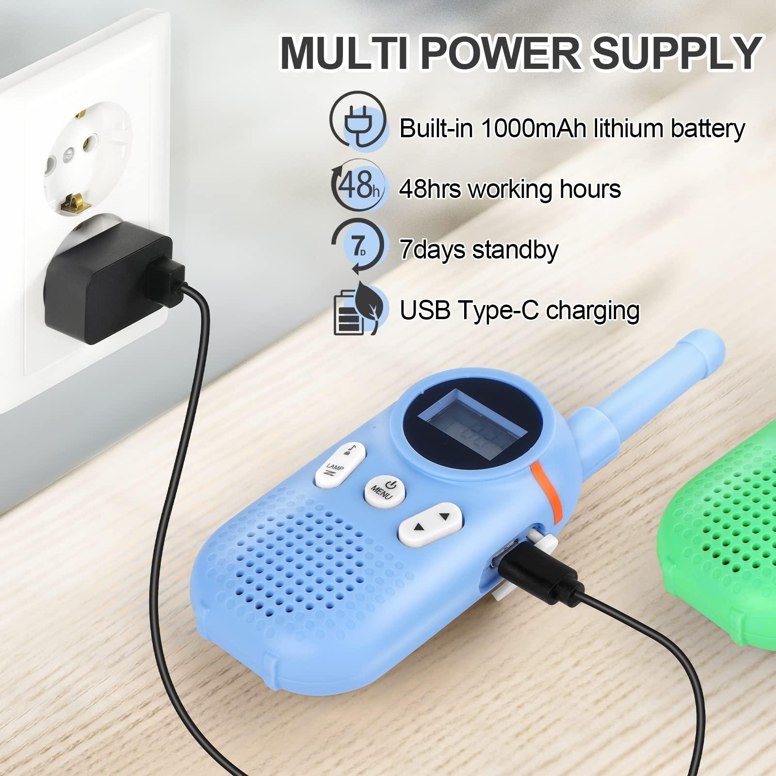 Wcfish Walkie Talkies for Kids Rechargeable 3 Pack, Providing 48hrs Working Time and Long Range of 3KMs, Best Gift for Kids Aged 3-12 Years (Blue+Green+Purple)