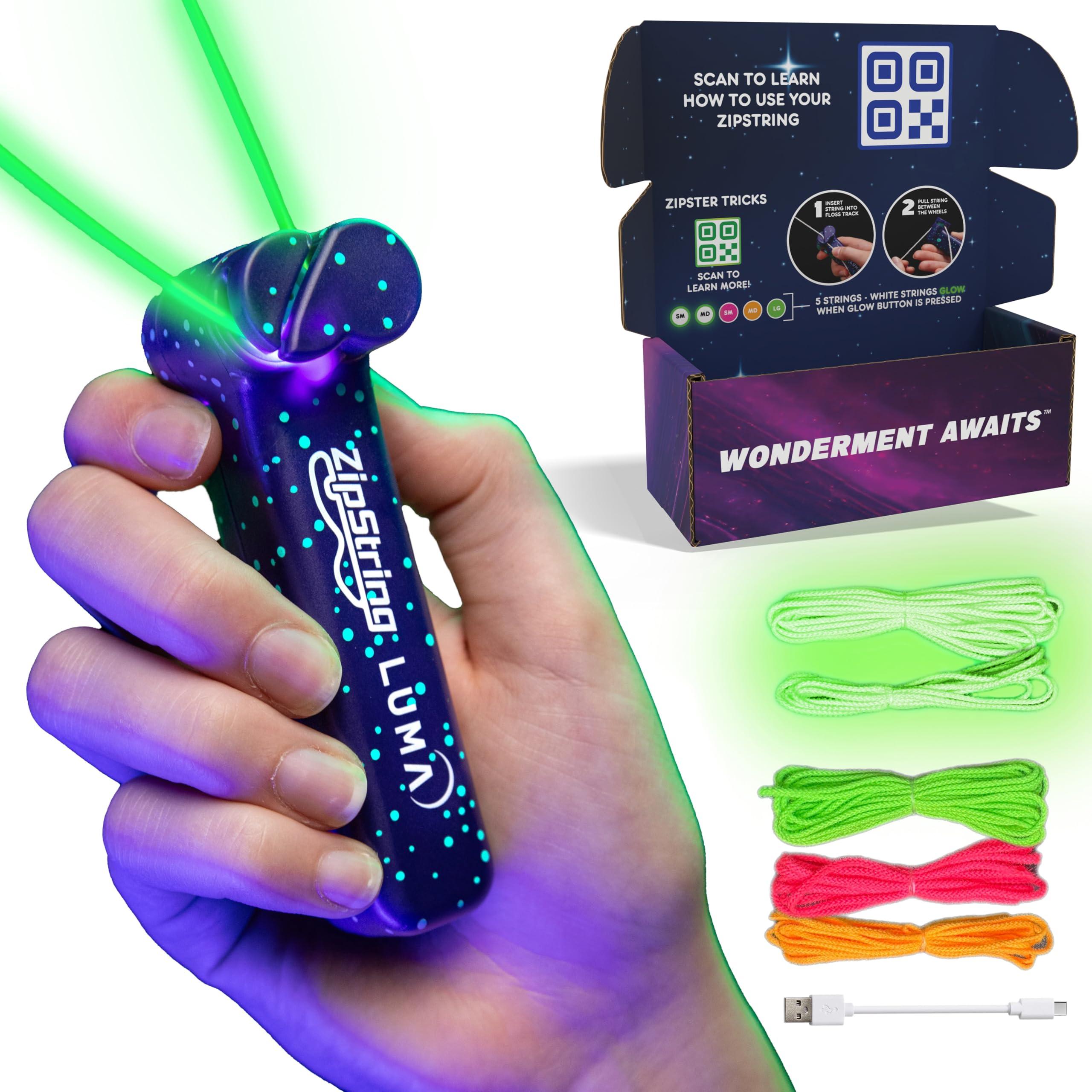 ZipString ZipString Luma - The Patented Glow-in-The-Dark Toy That Flies a Loop of String, Creates Endless Shapes and Tricks Built-in LED for Glowing Fun. Perfect STEM Gift for Kids & Adults. Wonderment Awaits