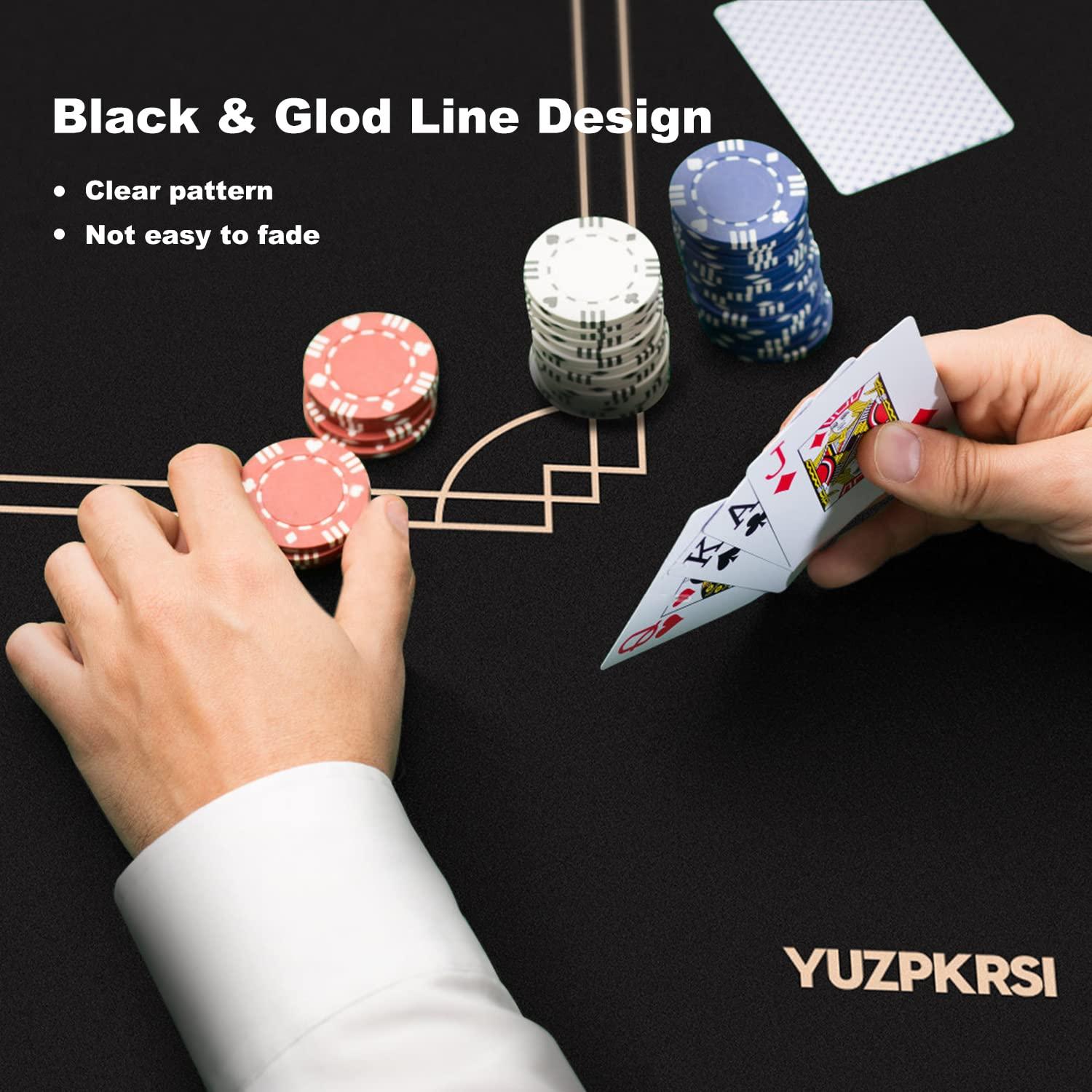 YUZPKRSI YUZPKRSI Texas Hold'em Poker Mat, 6 Players Poker Table Mat Water Repellent, Portable Poker Table Top Topper with Thicken Carrying Bags for Poker Games, Blackjack, Casino, 47 x 24 Inch