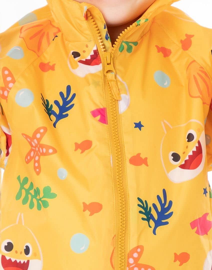 Baby Shark Baby Shark Kids Puddle Suit | Boys & Girls All In One Rain Coat | Yellow Long Sleeve with Cuffs Play Walking Jacket