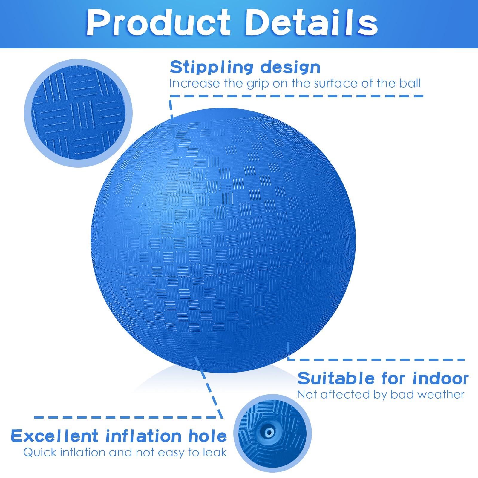 Honoson Honoson 12 Pcs 8.5 Inch Playground Ball Bulk Inflatable Kickballs Bouncy Dodgeball for Kids and Adults, Handball with Air Pump for Ball Games, Gym, Outdoor, School(Red and Blue)