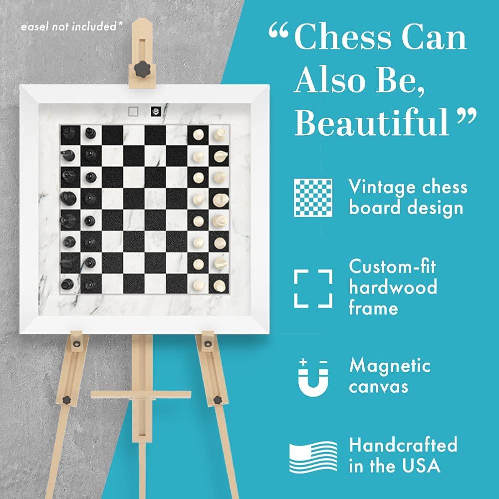 Winding Hills Designs Home Magnetics Magnetic Wall Chess Set - Wall Mounted Chess Board Game - Framed Wooden Chess Set with Magnetic Chess Pieces (Black)