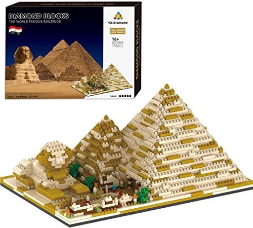 FULHOLPE FULHOLPE Egyptian Pyramids Micro Bricks Mini Building Blocks Set (1,456 Pieces) - World Famous Architectural Model Set Modular Building Kit