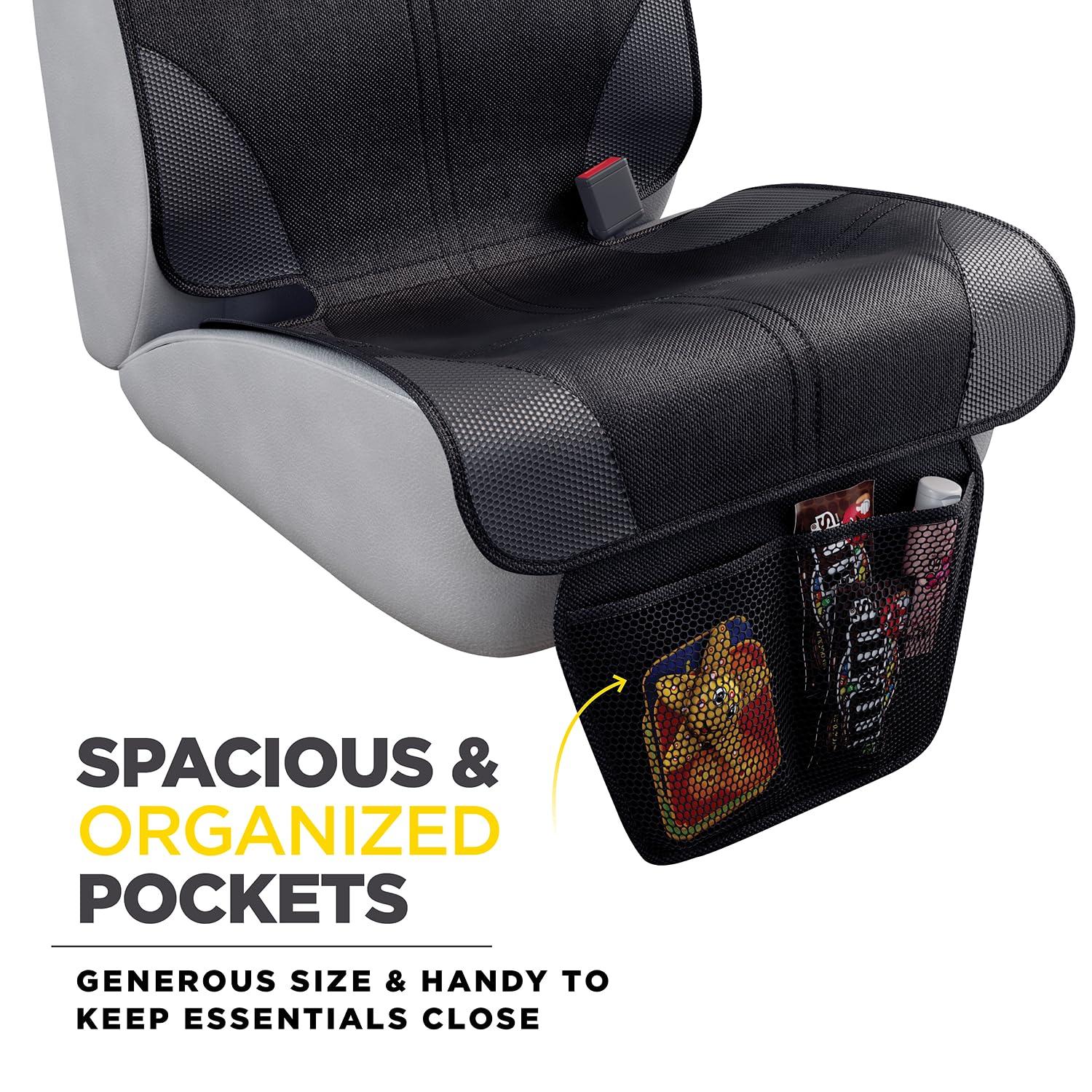 lebogner Car Seat Protector For Child Car Seat, Car Seat Protection For Baby Carseat, Non-Slip Seat Protector Under Baby Car Seat, Thick Padding Seat Cover For Car Seat With 2 Mesh Storage Pockets, 2 Pack