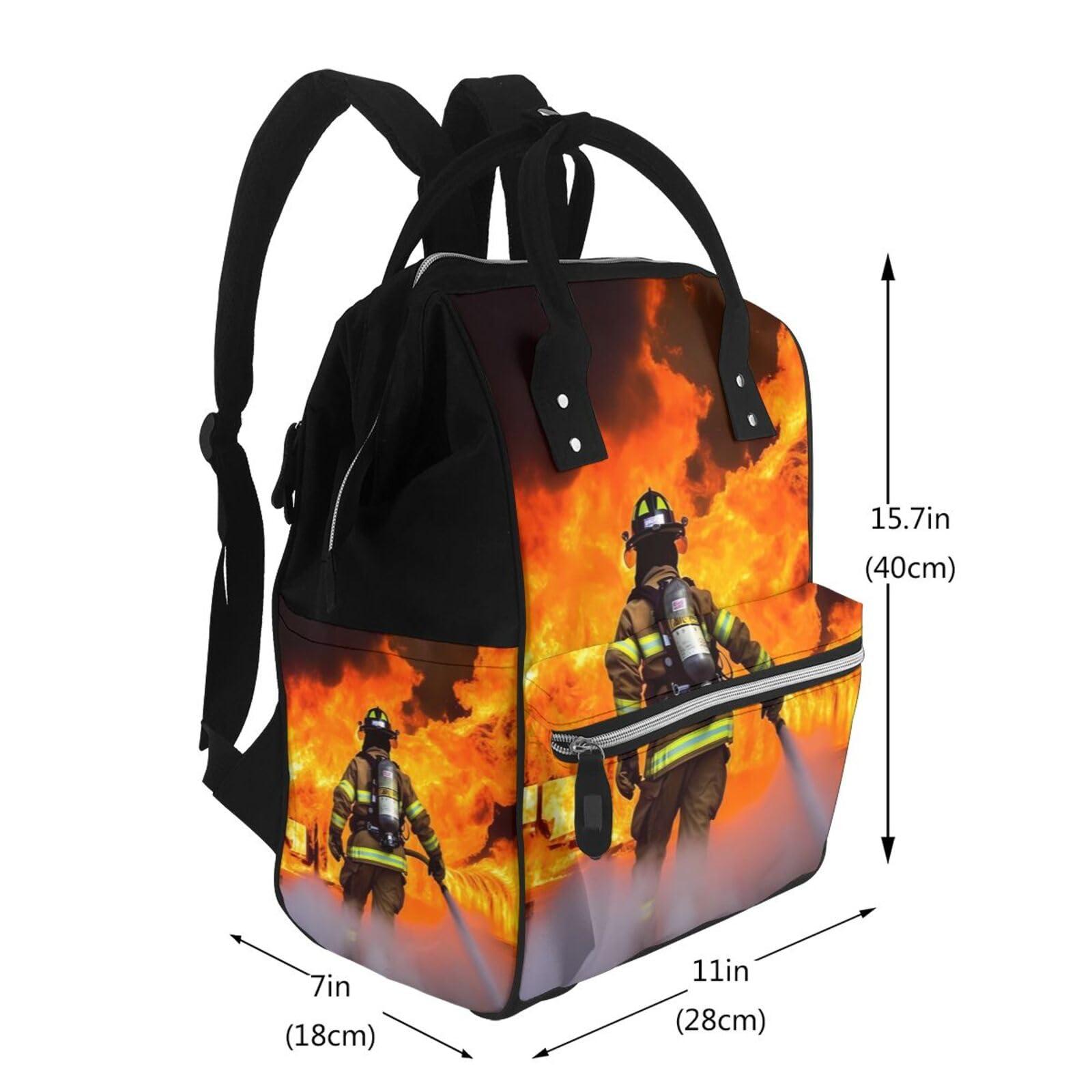 JTRKN JTRKN Diaper Bag Backpack Firefighter Fireman Flame Printing Large Capacity Diaper Backpack Large Unisex Diaper Bags Multi-Function Travel Diaper Bag Backpack For Mom,Outdoor,Travel