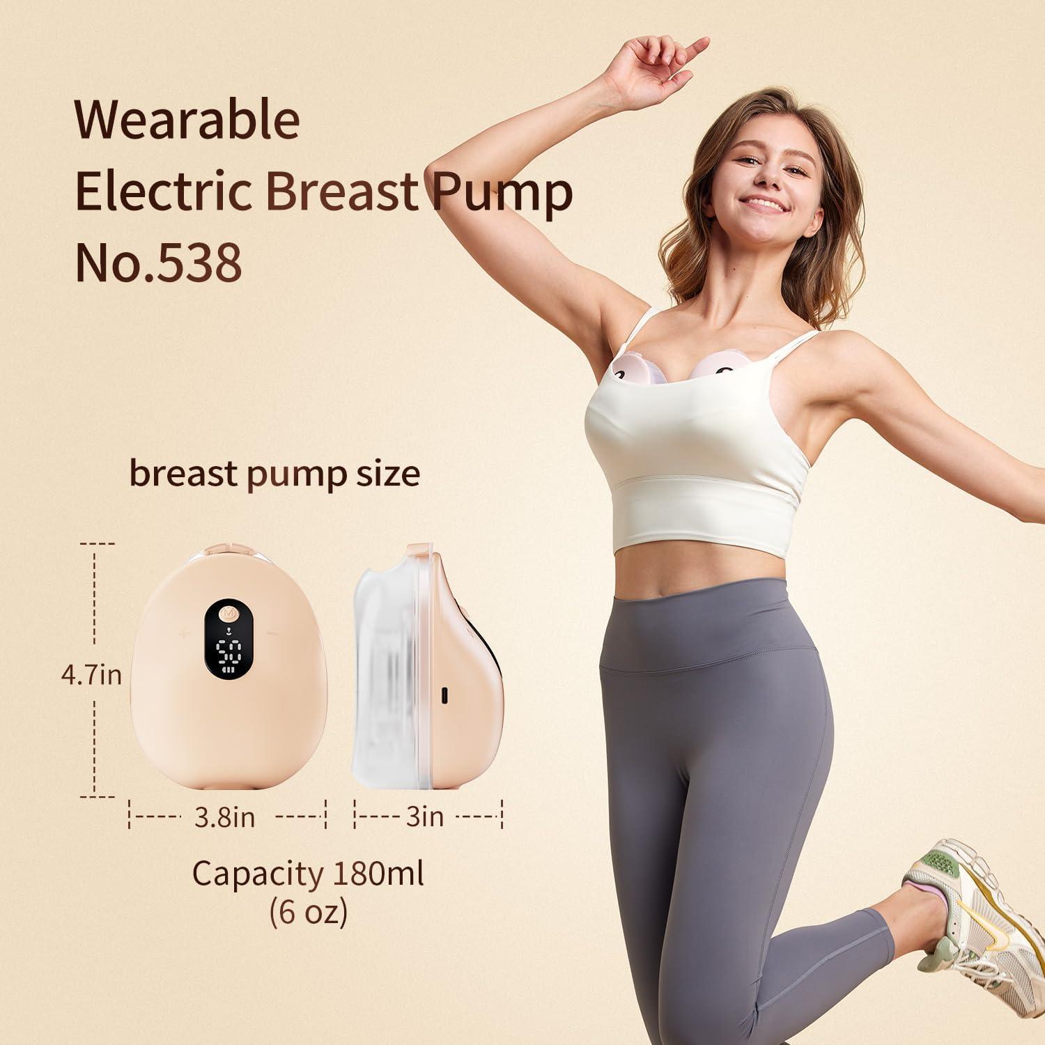 Springhope Springhope Wearable Breast Pump Hands Free, Electric Portable Breastfeeding Pump Wireless, APP & Semi-Lying Suction with 3 Modes 12 Levels, Quiet & Painless Breast Pump, 28/24/21/19mm Flange, 2 Pack