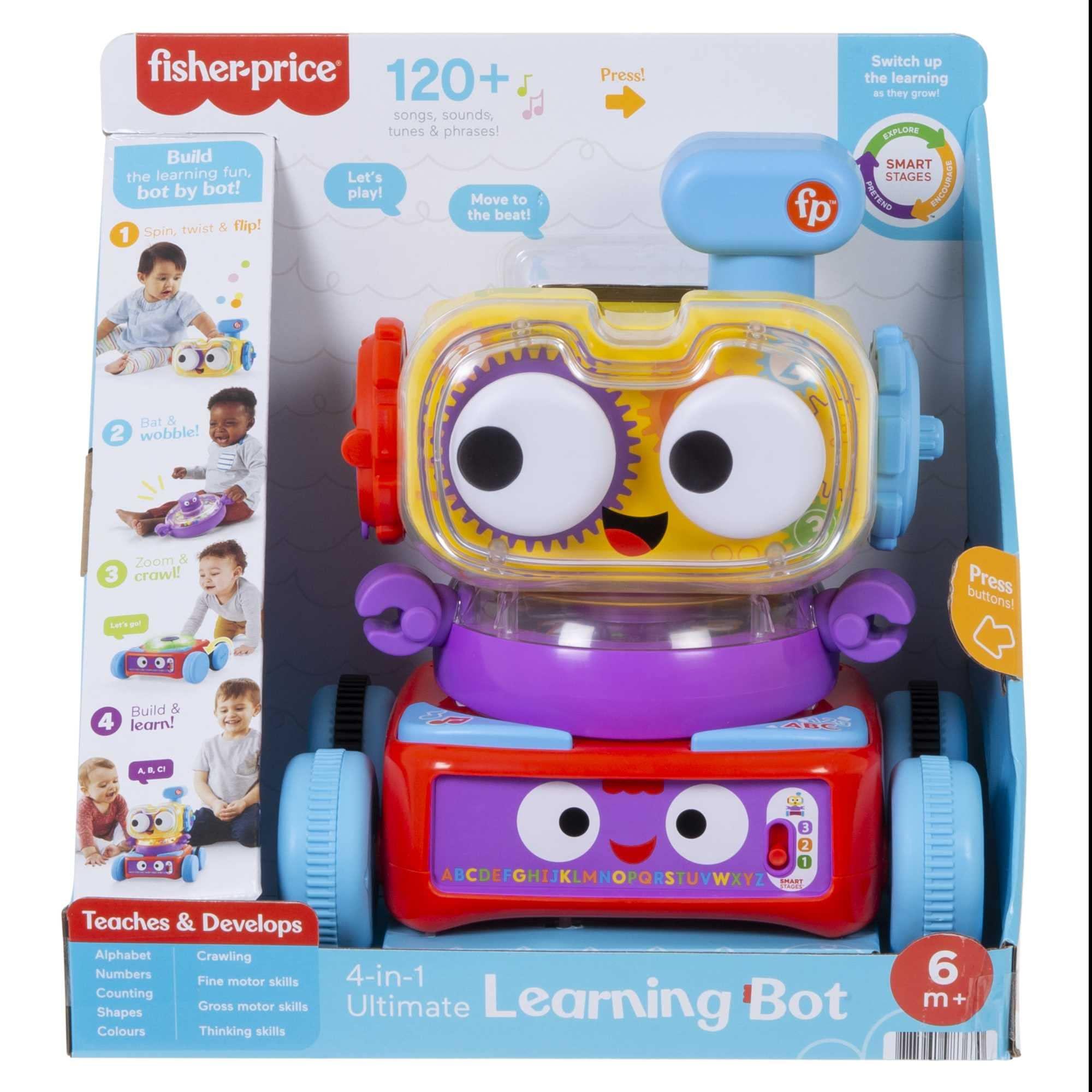 Fisher-Price Fisher-Price 4-in-1 Ultimate Learning Bot, Electronic Activity Toy with Lights, Music and Educational Content for Infants and Kids 6 Months and up, HBB04