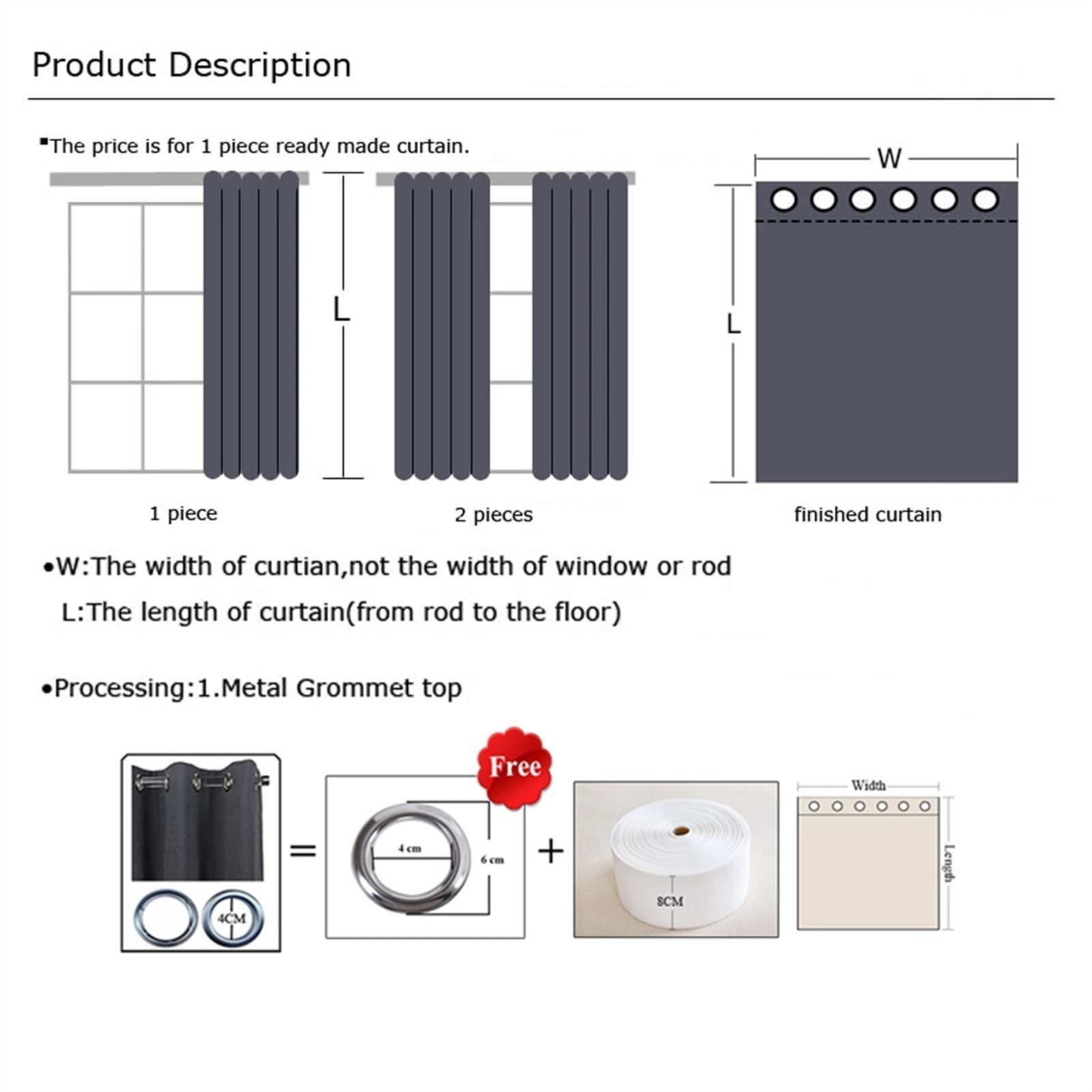 GLigeT Black Out Curtains Modern Blackout Curtains for Living Room Bedroom Window Treatment Blinds Finished Drapes Blue Color Children Curtains Drapes For Living Room ( Color : Blue-Grommet Top , Size : W135