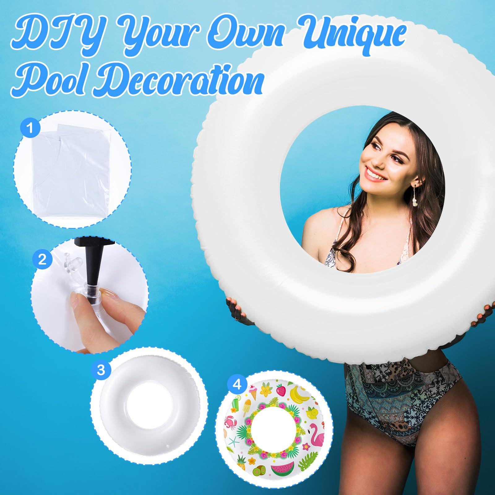 Gemscream Gemscream 3 Pcs Jumbo Inflatable Pool Float 47.24 Inches Swimming Ring Pool Floats White Inflatable Pool Float Tube for Adult Summer Vacation Beach River Bachelorette Wedding Party Supplies