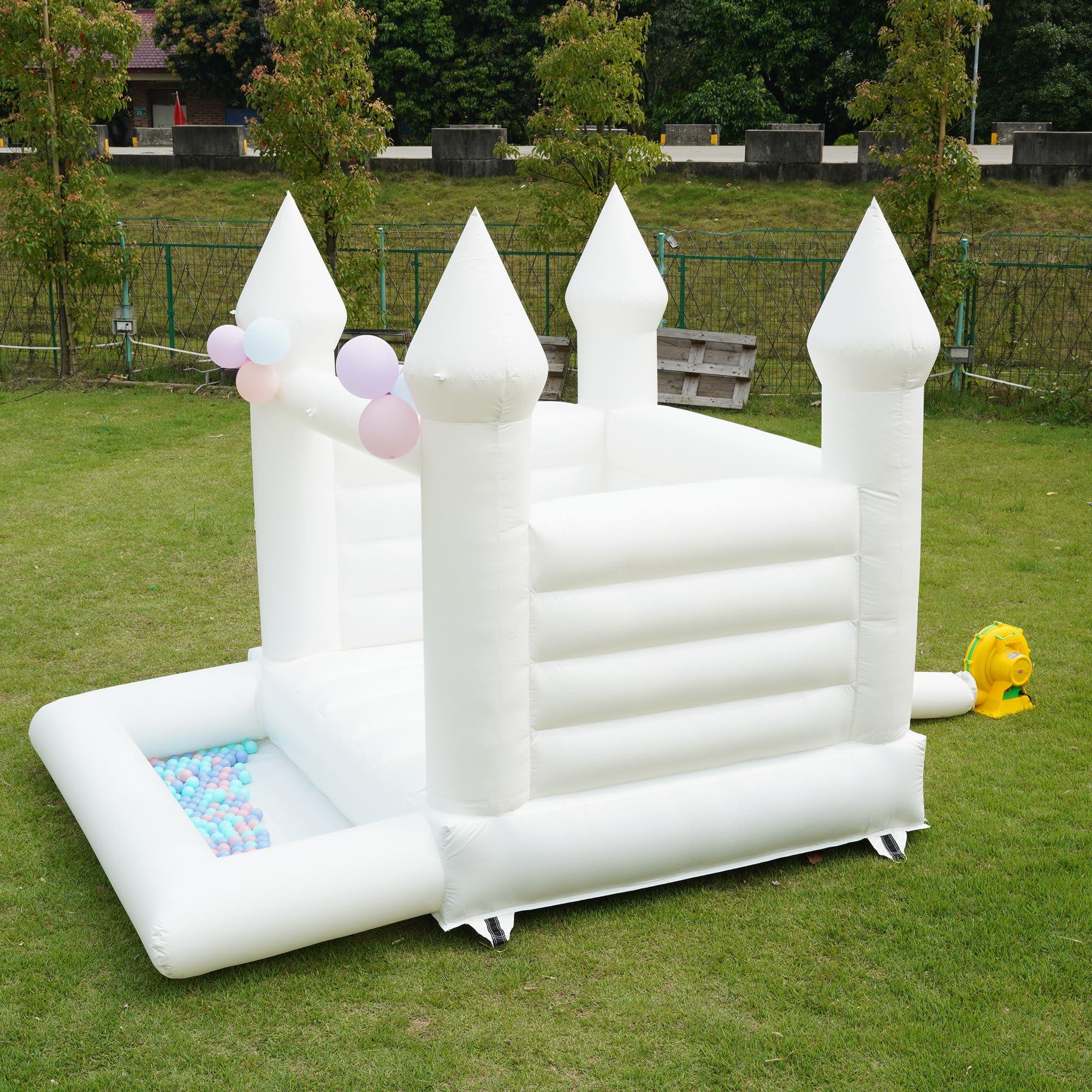 Blatesic Blatesic White Bounce House with Ball Pit for Kids,Inflatable White Bounce House with Blower for Yard, Bounce House for Wedding, Birthday, Baby Shower Business Photography(13x10x10FT)