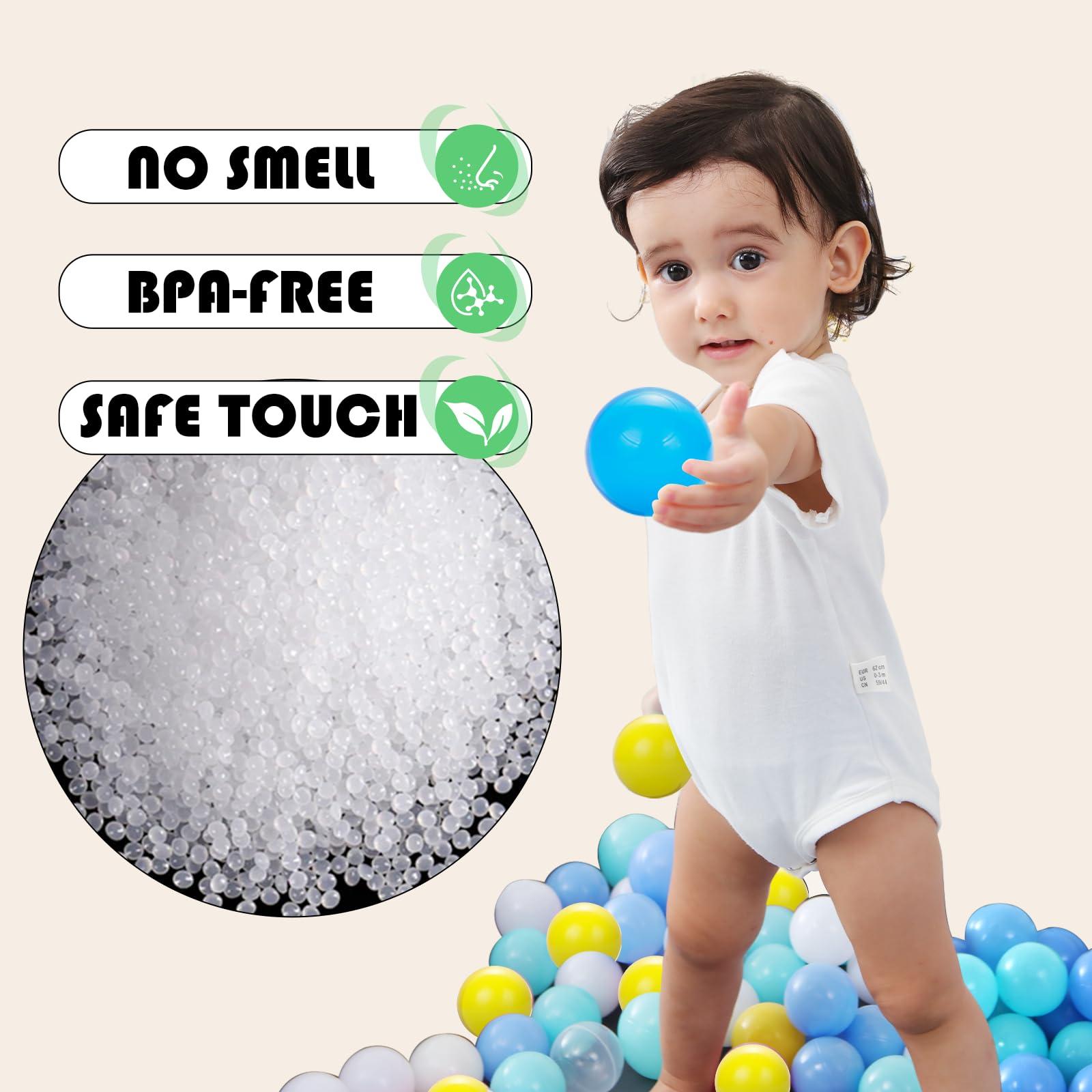 YUFUL Ball Pit Balls 1000 Count for Kids, Plastic Balls for Ball Pit, 2.2-Inch Crush Proof Play Balls BPA Free Non-Toxic, 4 Kinds of Bright Color Ocean Balls Include a Reusable Net Bag (Yellow Type)
