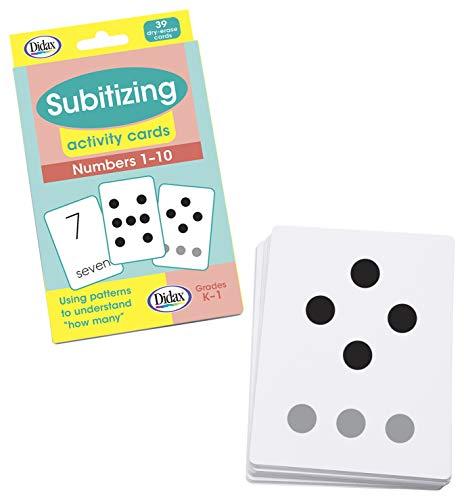 Didax Didax 211015 Subitizing Dry-Erase Activity Cards, Numbers 1 to 10, White, Medium, Set of 39