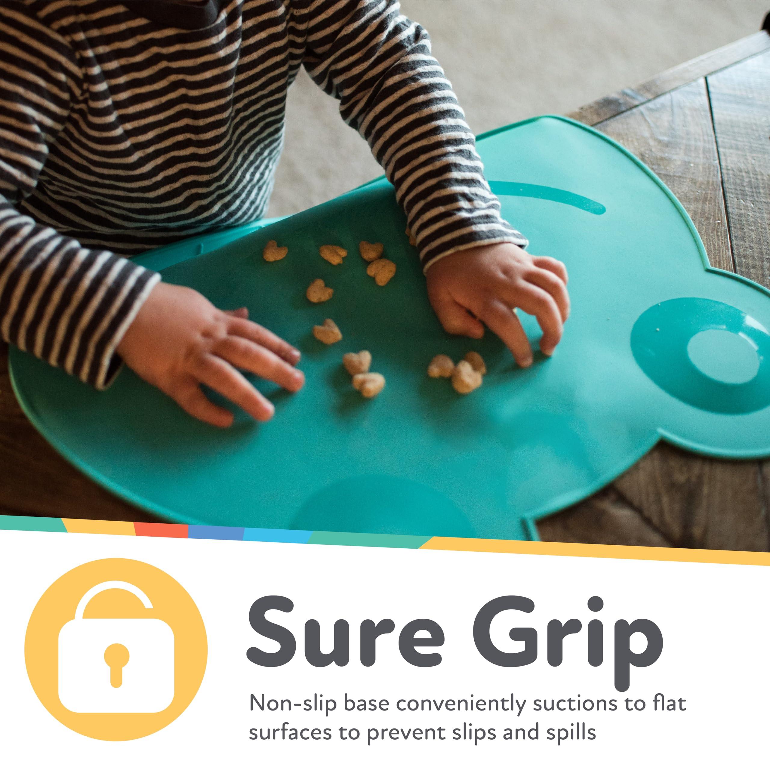 Nuby Nuby Sure Grip Miracle Frog Mat with Food Pouch - Toddler Suction Plate - 6+ Months - Aqua
