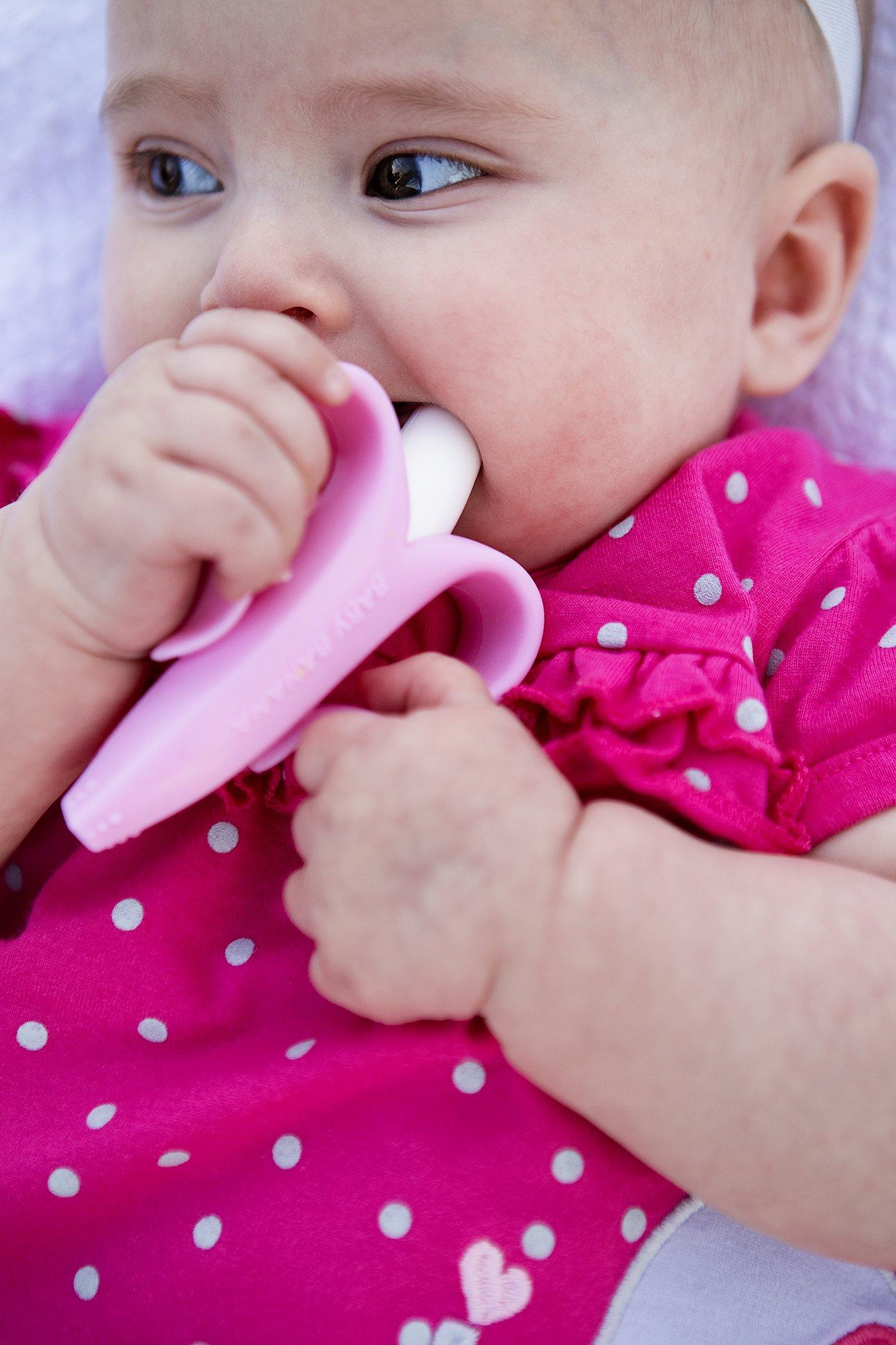 Baby Banana Baby Banana The Original Toothbrush Teether Toy, for Babies Infants Toddlers; USA Family-Owned Business; Teething Relief for Sore Gums, Massaging Soothing; Safest Food Grade Silicone