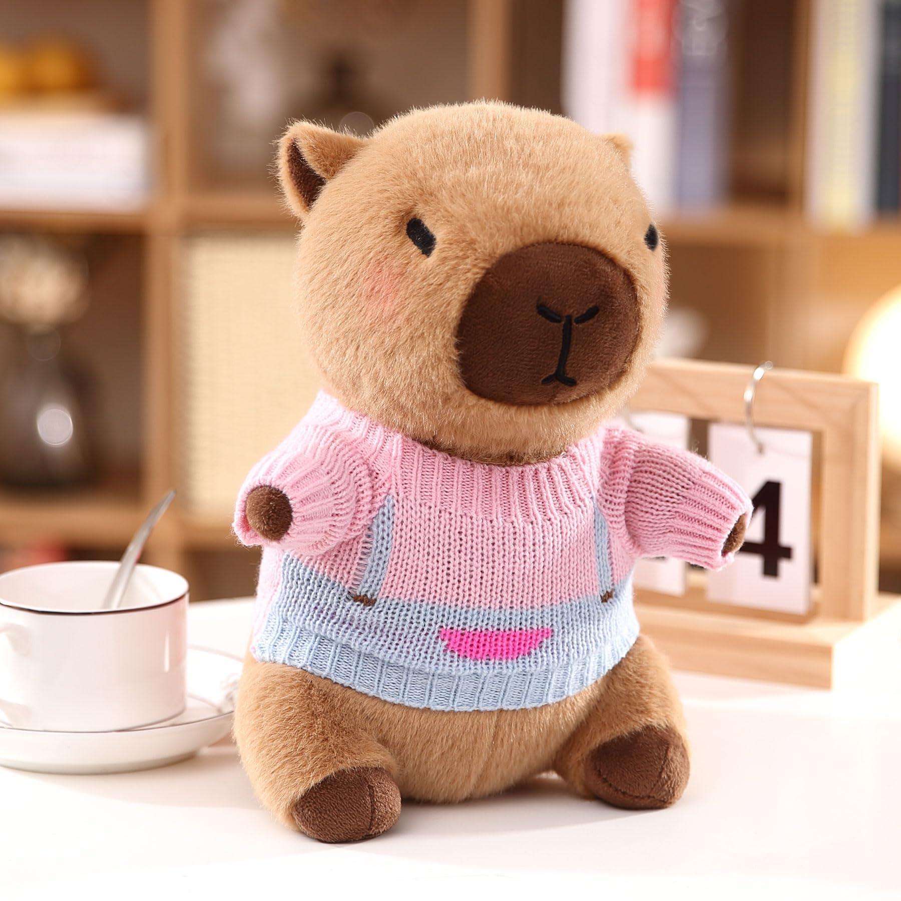 HACHIMI HACHIMI Capybara Plush with 9 pcs Clothes & Accessories, Dress Up Capybara Stuffed Animal Plush Toys, 10.2 in Cute Plushies for Girl/Boy Birthday (Yellow)