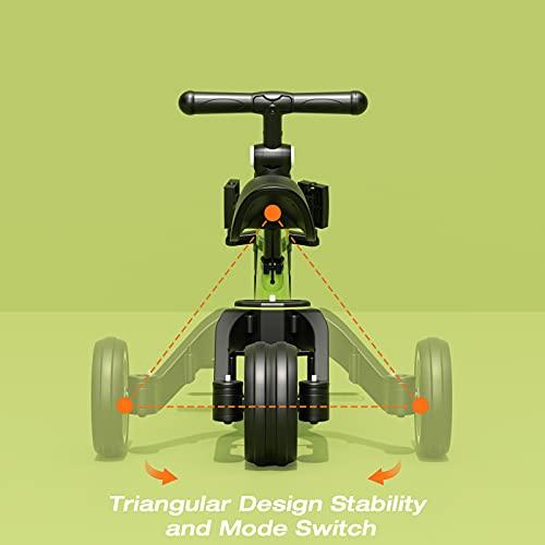 XJD XJD 5 in 1 Toddler Bike, Tricycle for Toddlers 1-3 with Adjustable Seat Height, Removable Pedals, Ideal Balance Bike Birthday Gifts and Toys for Boys and Girls (Green)